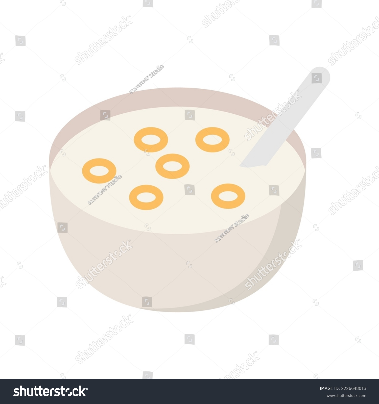 SVG of Bowl of ring cereals or cheerios with of milk. Healthy and wholesome breakfast. Vector illustration svg