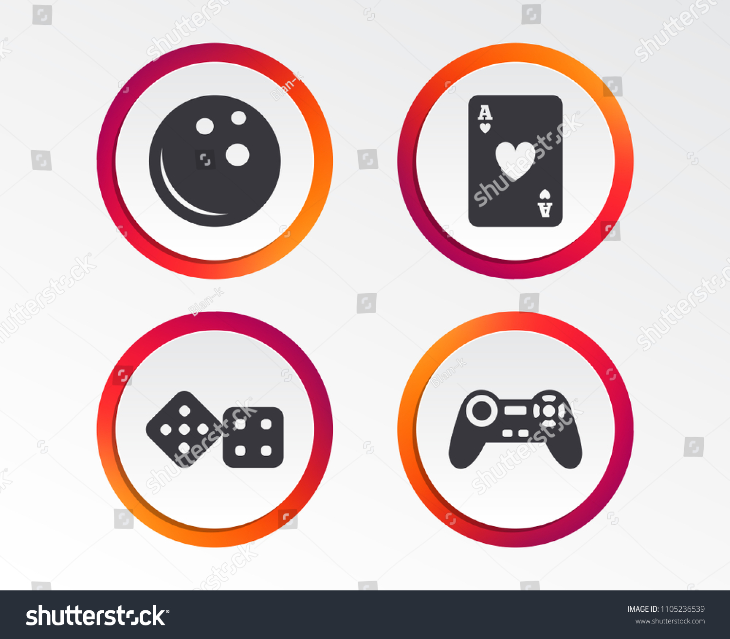 Video Game Joystick And Playing Card With Dice Symbols Entertainment Video Game Joystick And Playing Card With Dice Symbols Entertainment