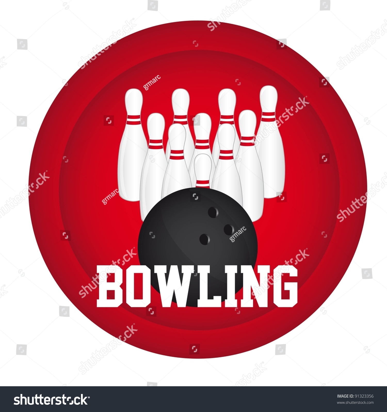 Bowling Ball And Bowling Pin Over Red Circle Vector Illustration ...