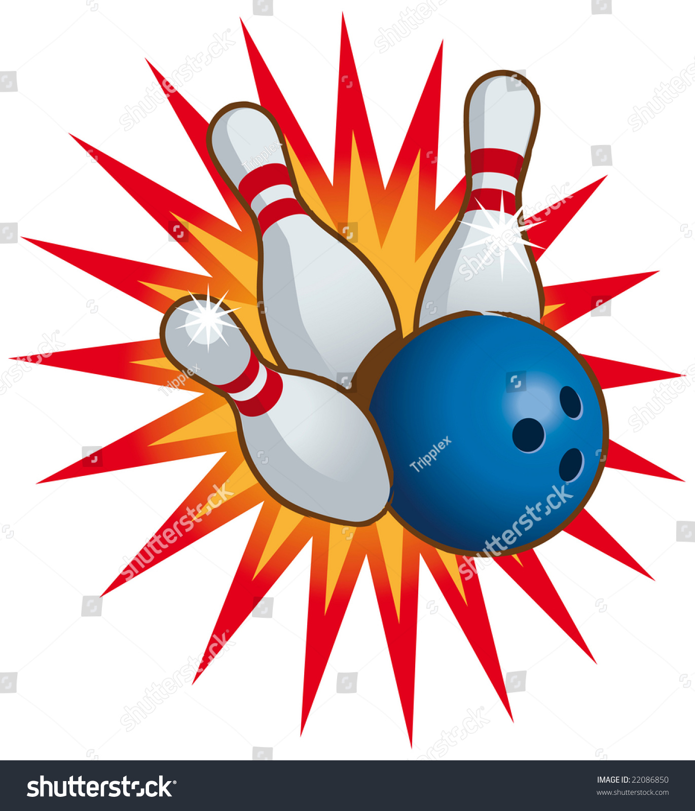 Bowling Ball Falling Bowling Pins Stock Vector 22086850 - Shutterstock