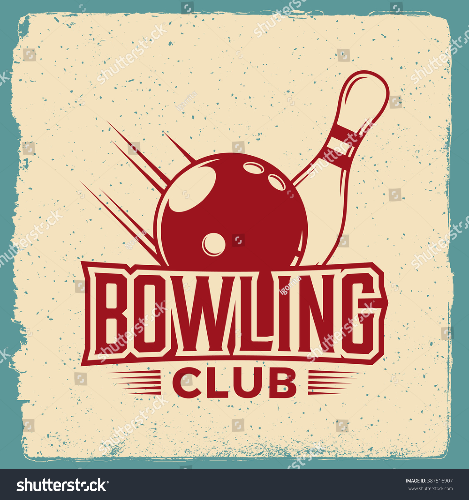 Bowling Emblem Logotype Template On Retro Stock Vector 387516907 ...