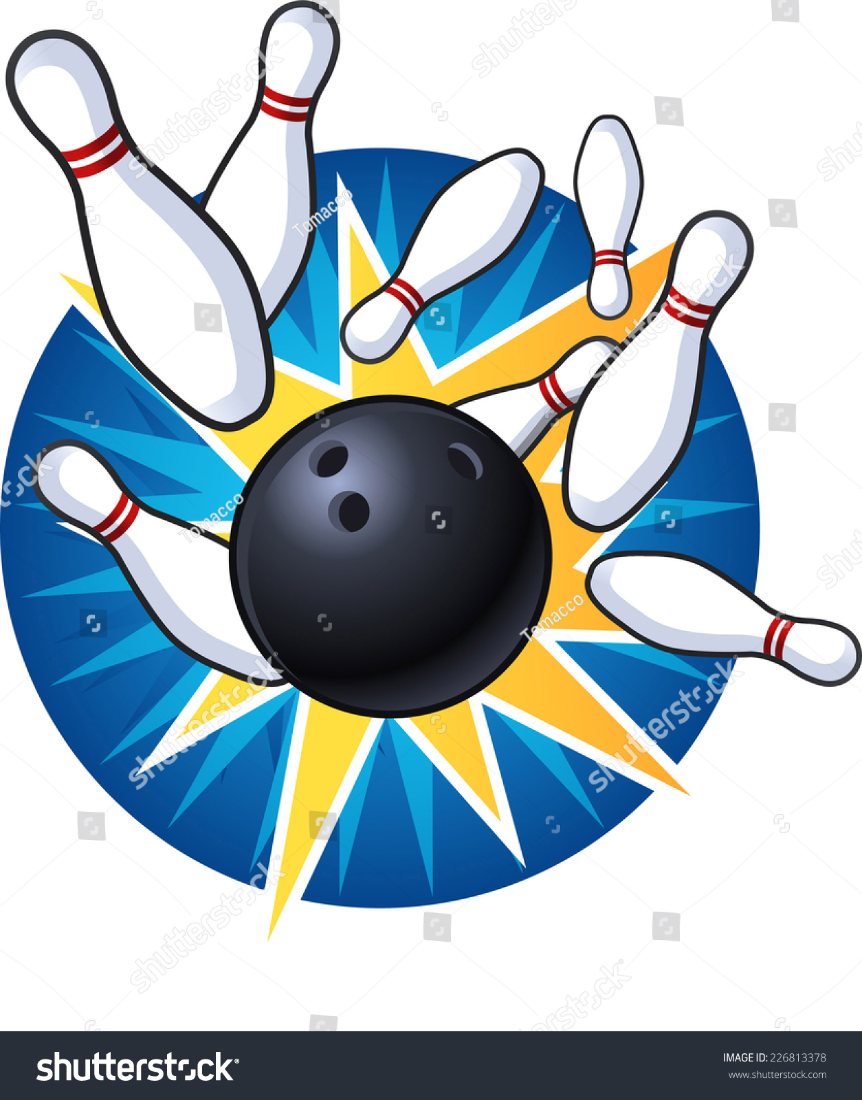 Bowling Strike Illustration Stock Vector 226813378 - Shutterstock