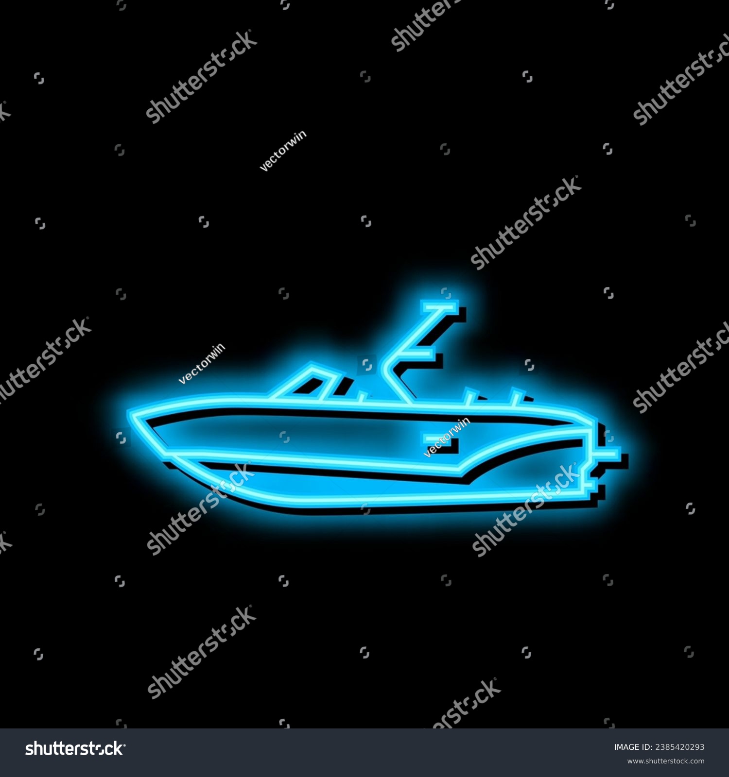 SVG of bowrider boat neon light sign vector. bowrider boat illustration svg