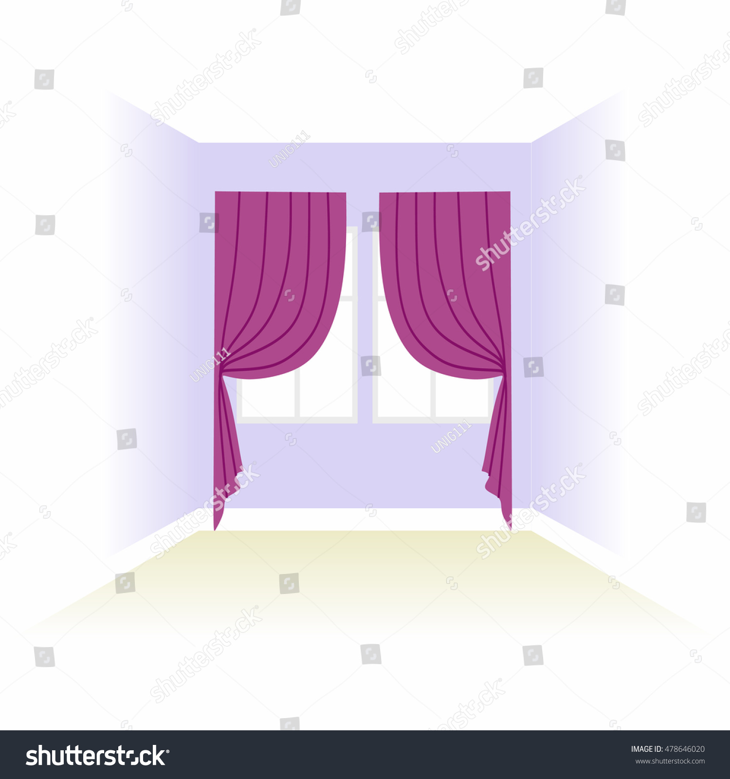 Box Decorated Curtains Interior Floor Ceiling Royalty Free Stock