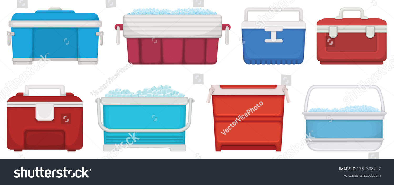 SVG of Box for ice vector illustration on white background. Isolated cartoon set icon icebox. Vector cartoon set icon box for ice. svg