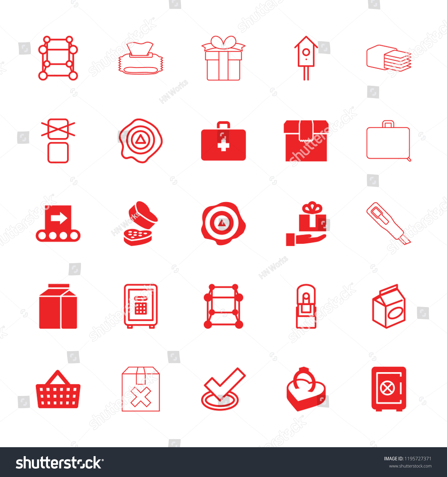 Box Icon Collection 25 Box Filled Stock Vector Royalty Free