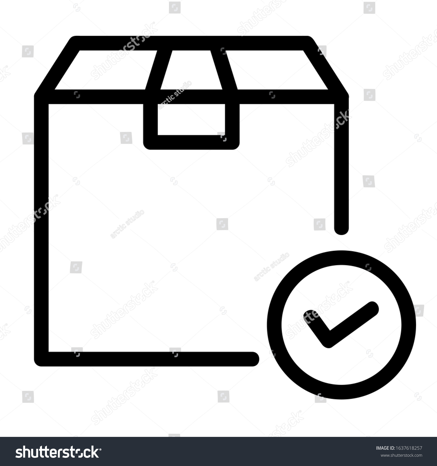 SVG of Box icon, delivery and shipping, open package, unbox icon with check sign. Box icon and approved, confirm, done, tick, completed symbol svg