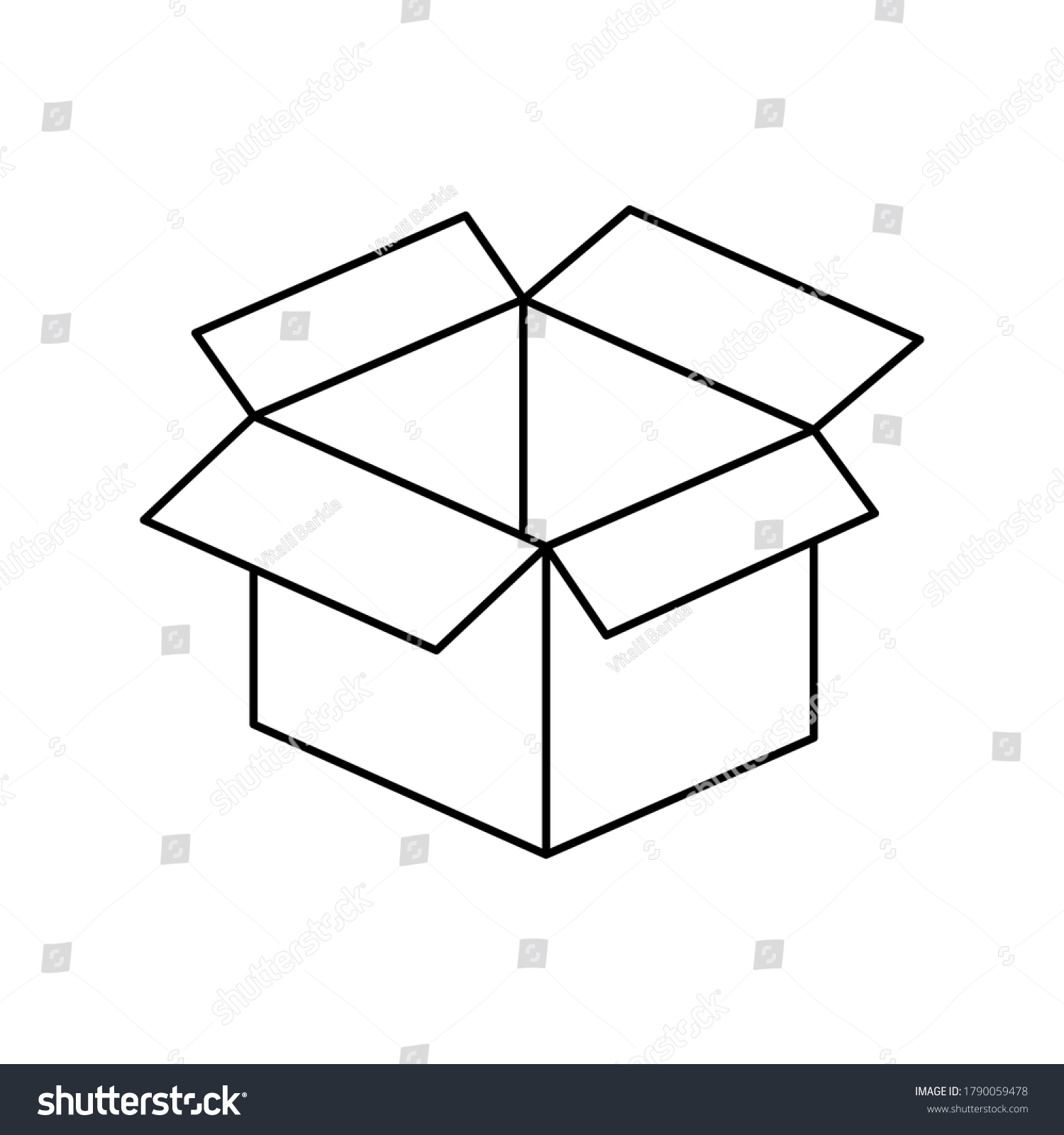 Box Line Icon Open Box Outline Stock Vector (Royalty Free) 1790059478 ...