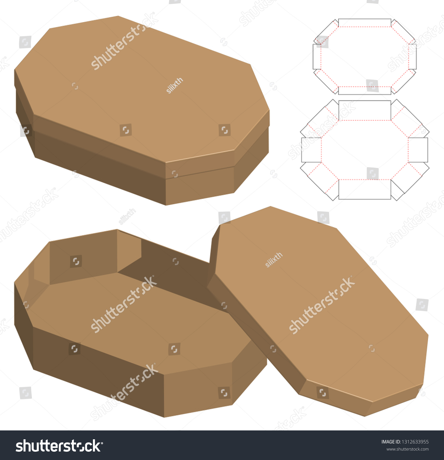 Download Box Packaging Die Cut Template Design Stock Vector Royalty Free 1312633955 PSD Mockup Templates