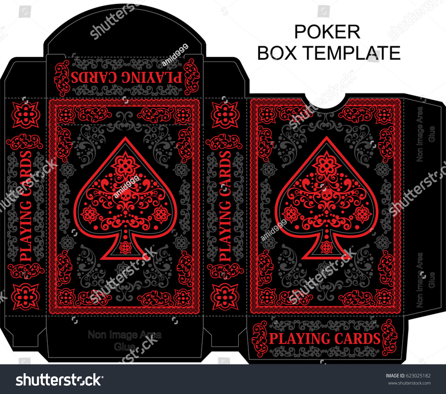 Box Template Poker Playing Card Stock Vector Royalty Free 623025182