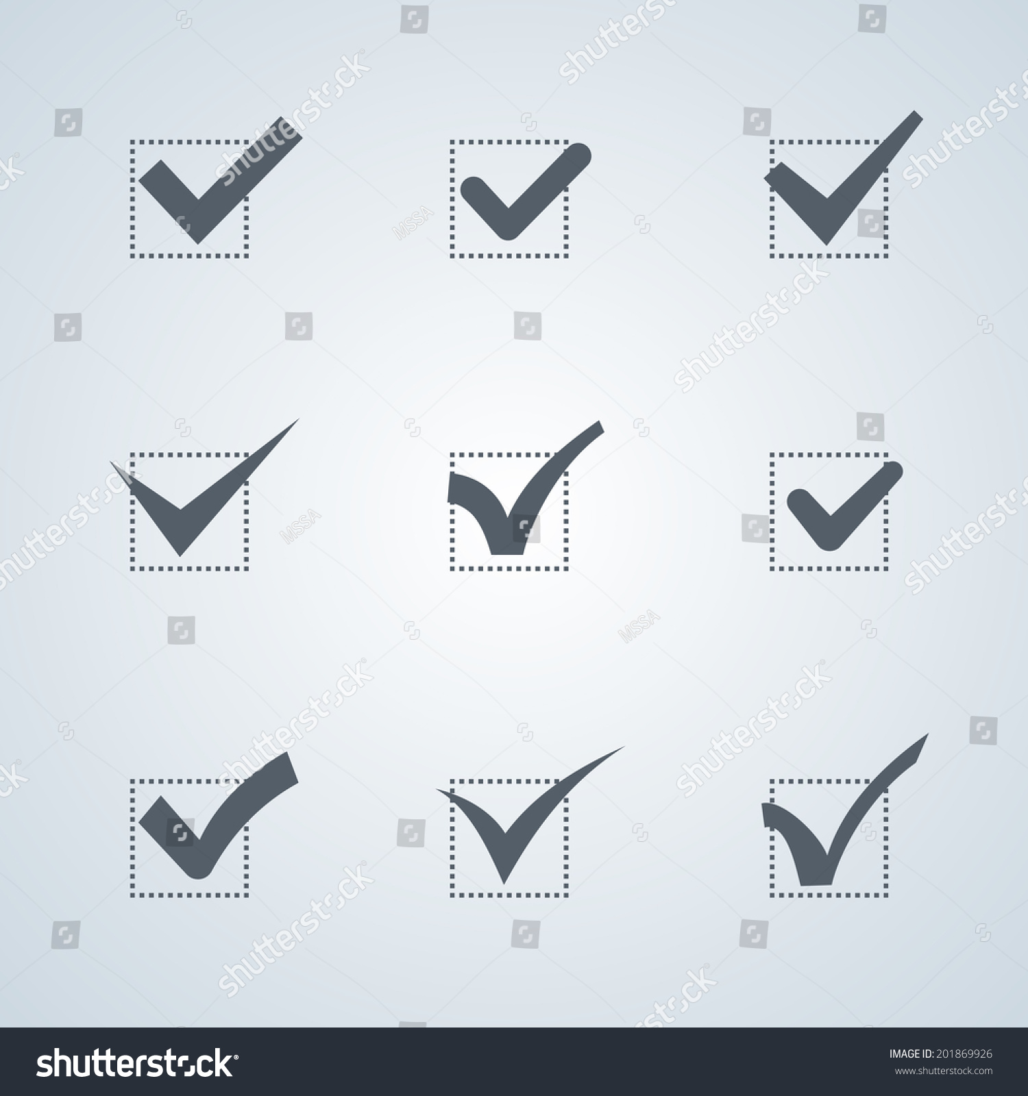 Box Tick Confirm Icons Set. Check Mark Icons Stock Vector Illustration ...