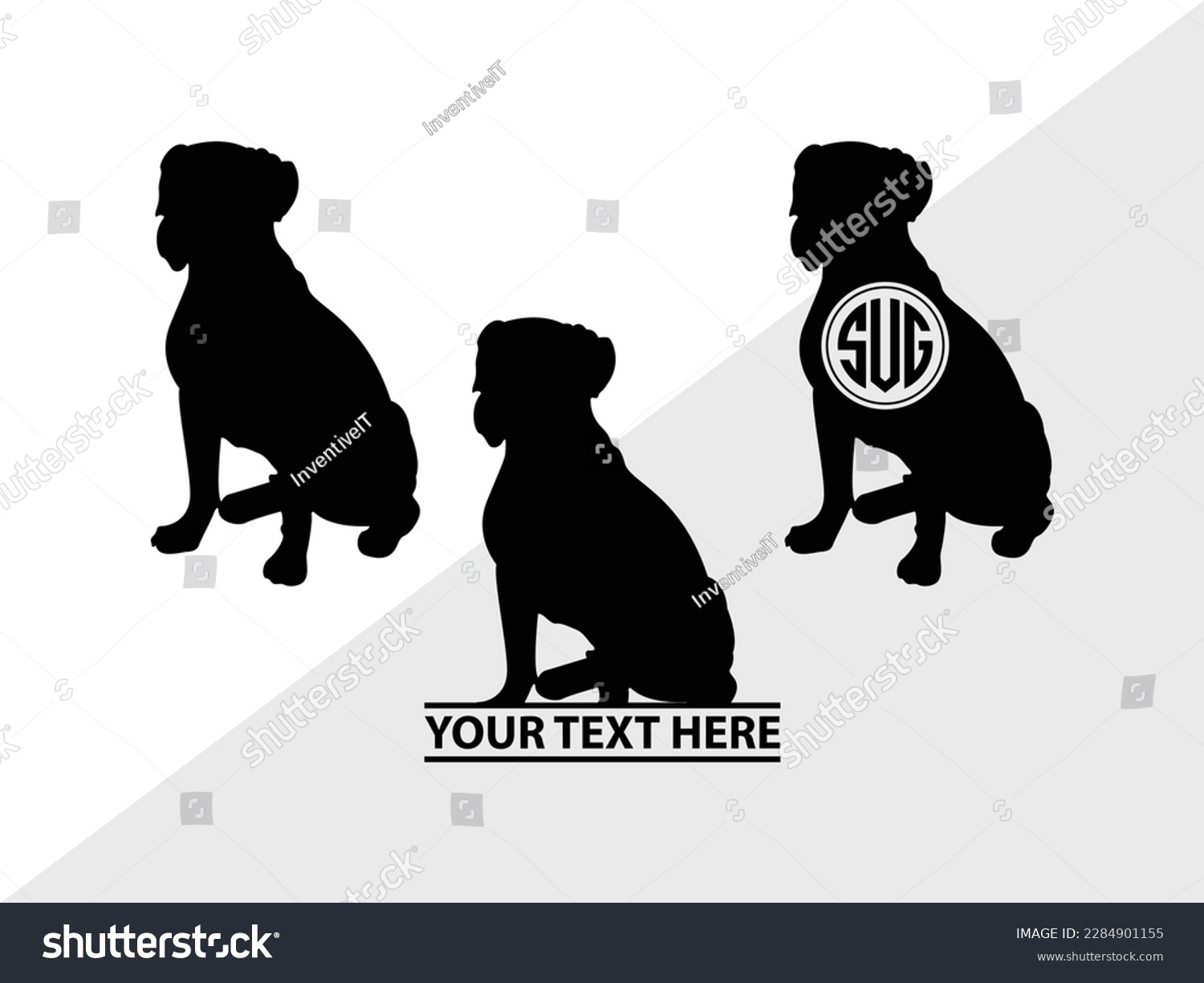SVG of Boxer Dog Monogram Vector Illustration Silhouette svg