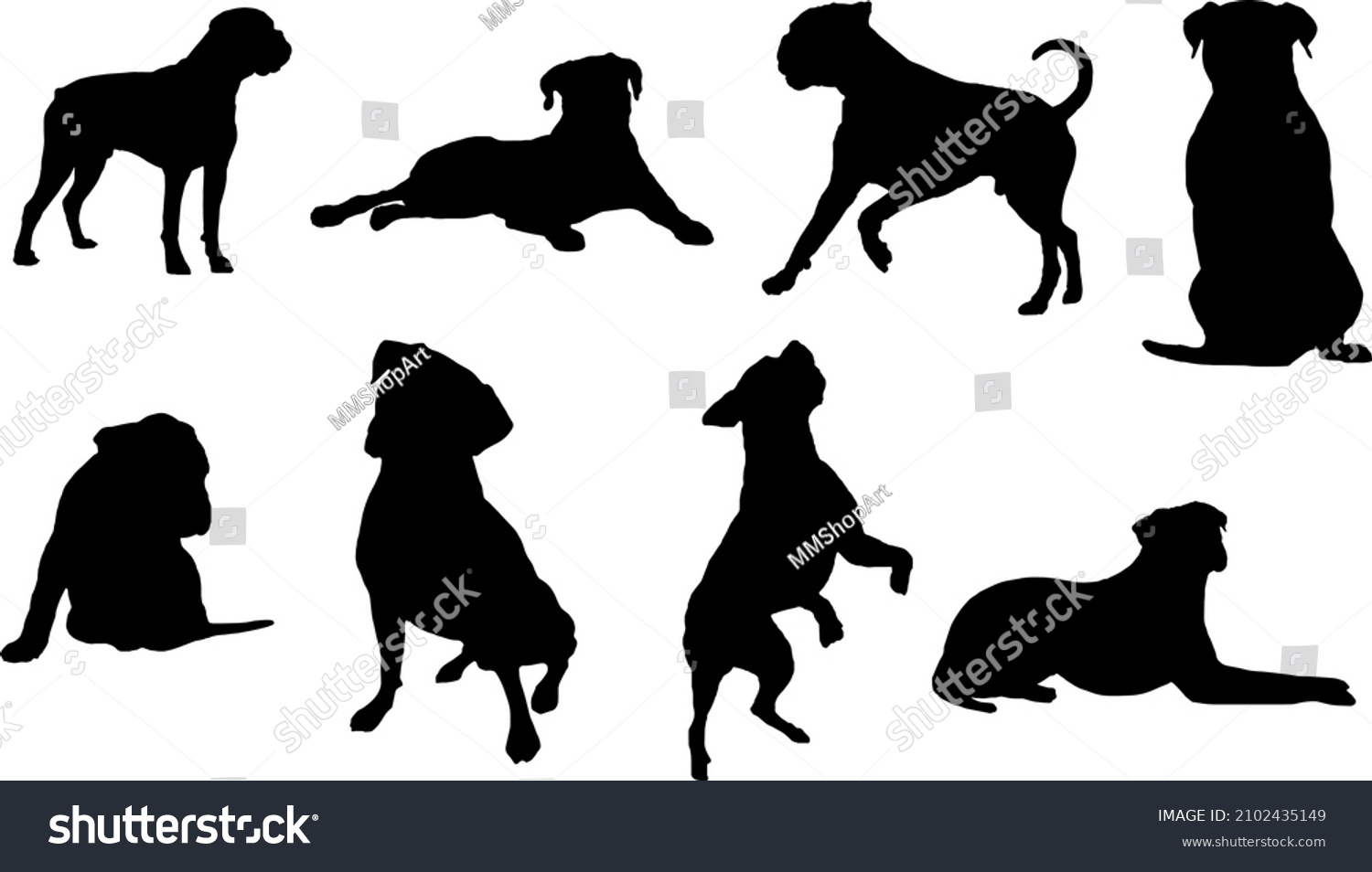 SVG of Boxer Dog Silhouette Bundle SVG svg
