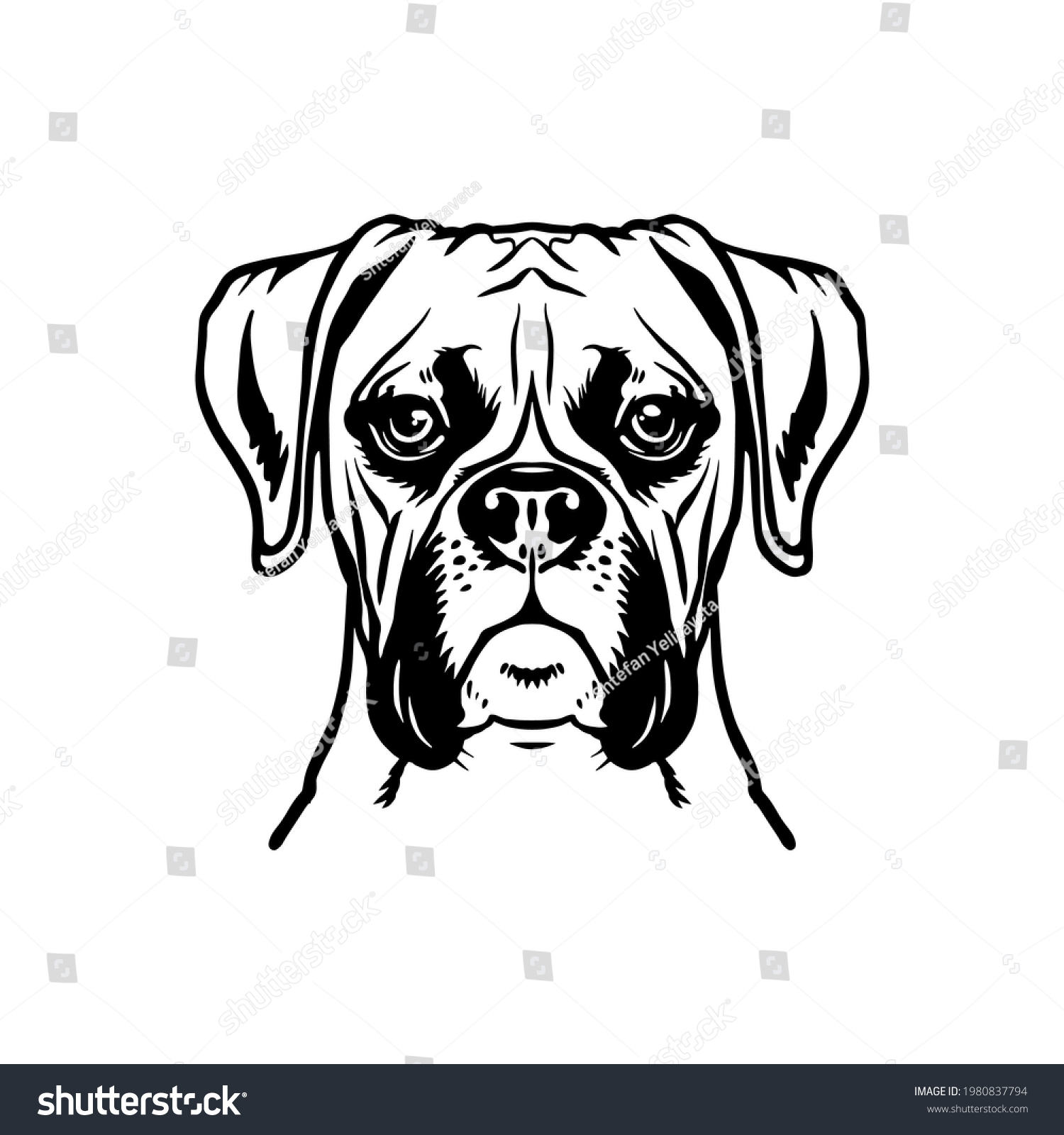 SVG of Boxer dog. Silhouette head of a boxer. Illusion for vinyl cutting and printing. svg