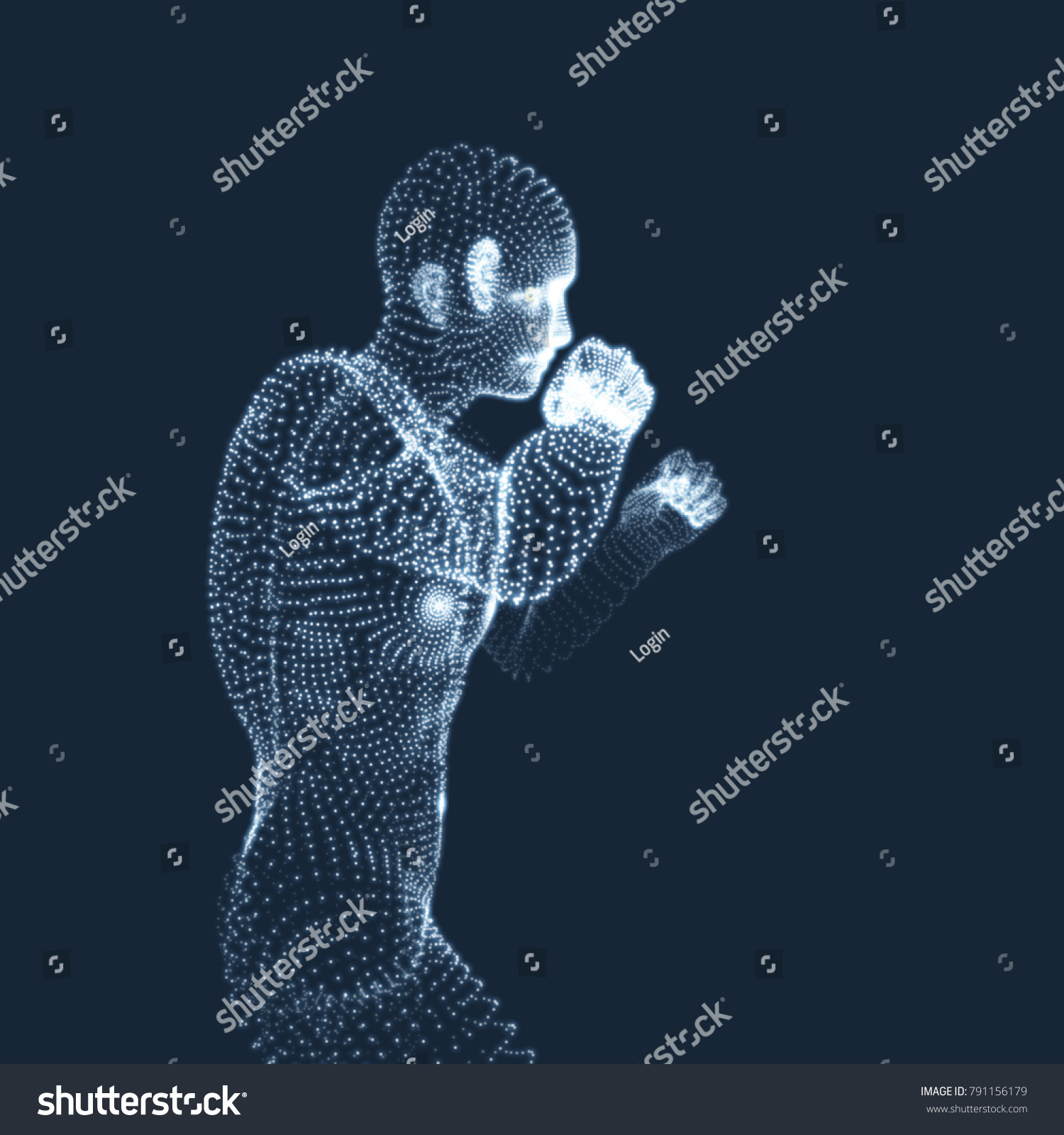 Boxer Fighting Man 3d Model Man Stock Vector (Royalty Free) 791156179