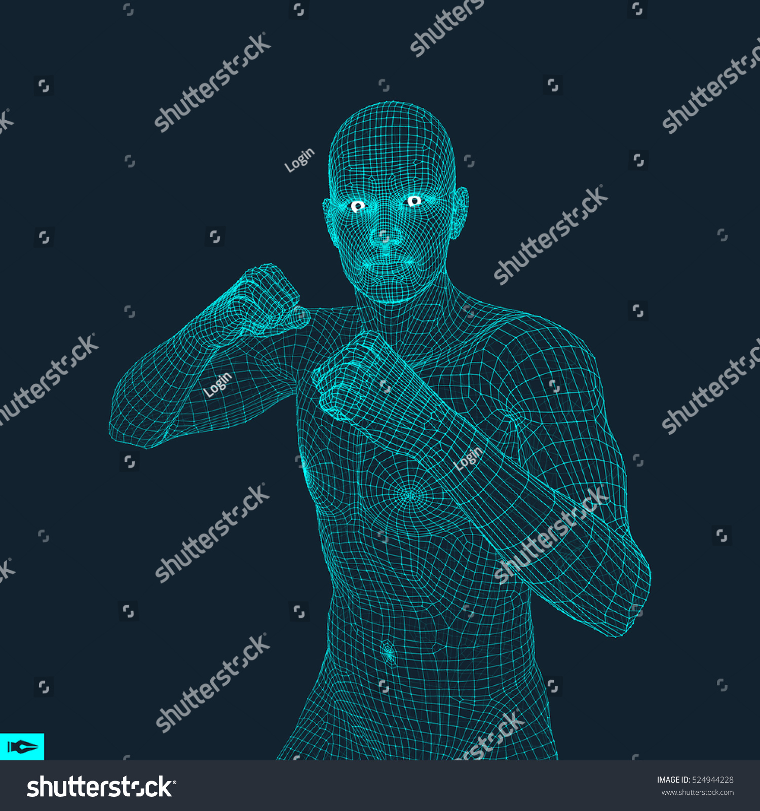 Boxer Fighting Man 3d Model Man Stock Vector (Royalty Free) 524944228 ...