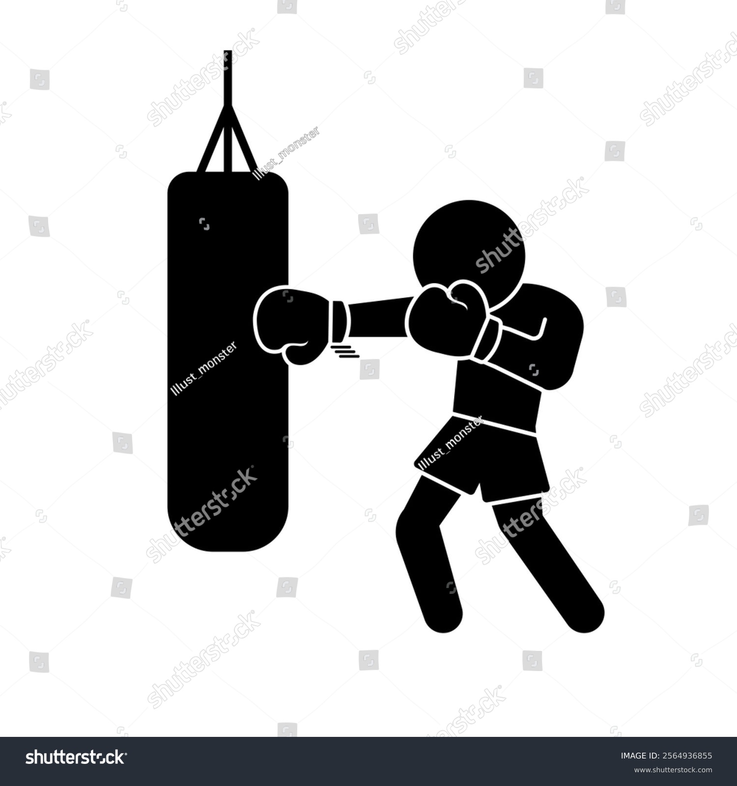 black boxer punching bag training clip art preview
