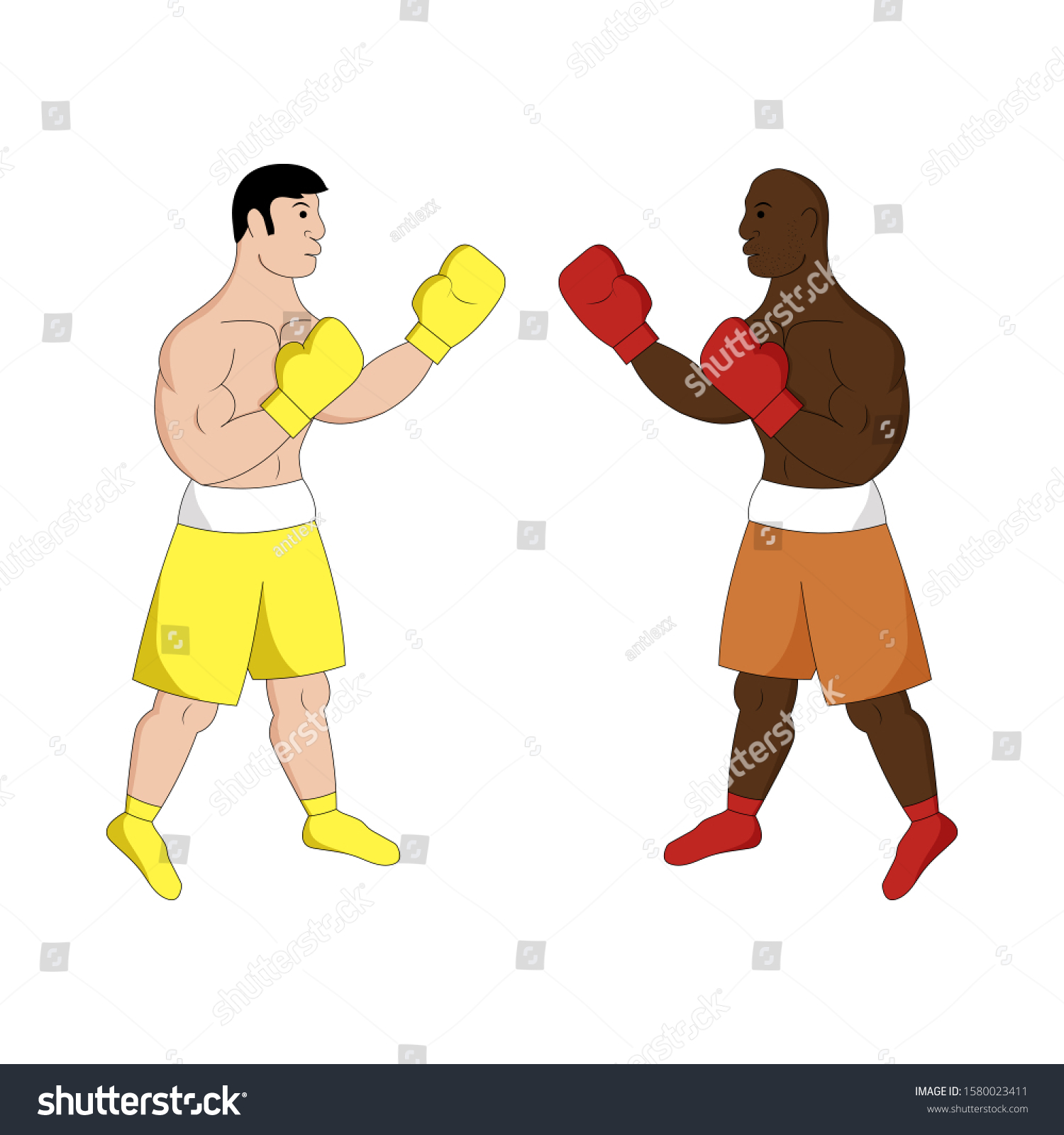 Boxers Vector Illustrations Fighters Flat Style Stock Vector Royalty