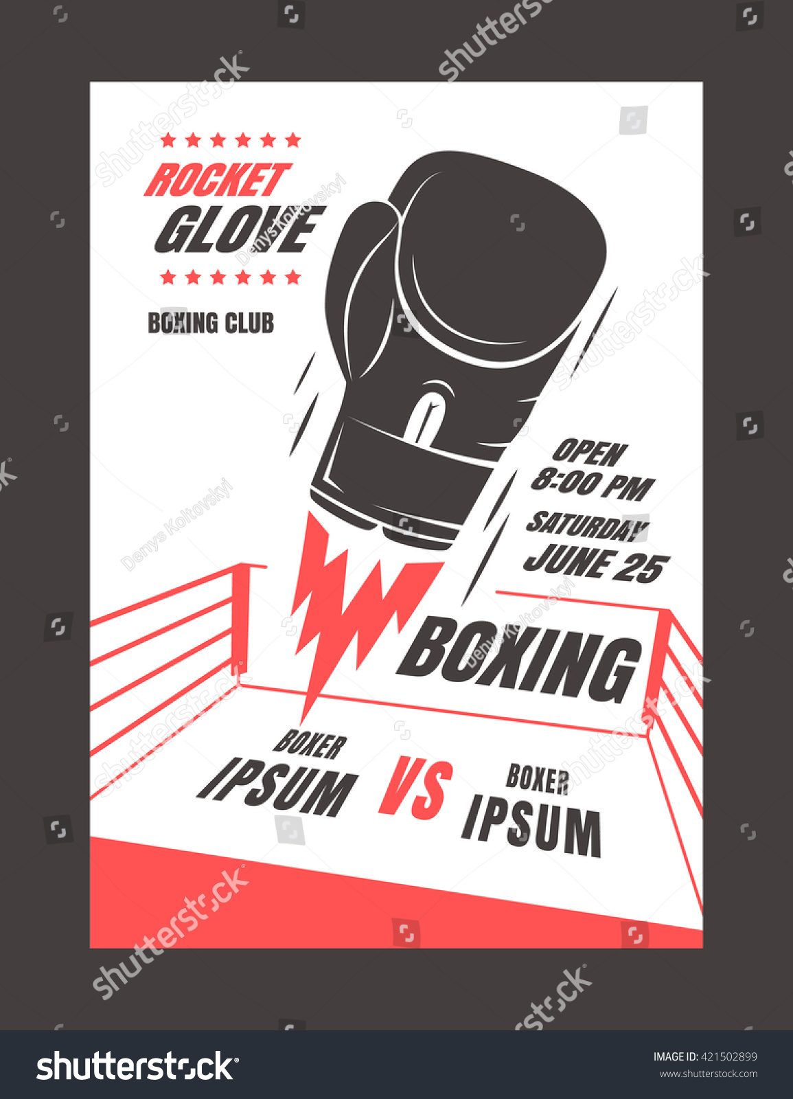 Boxing Chionship Poster Template Design Glove Stock Vector 421502899 Shutterstock Fight Poster Template