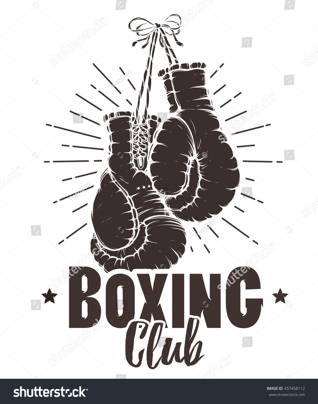 Boxing Gloves Retro Emblem Stock Vector (Royalty Free) 457458112