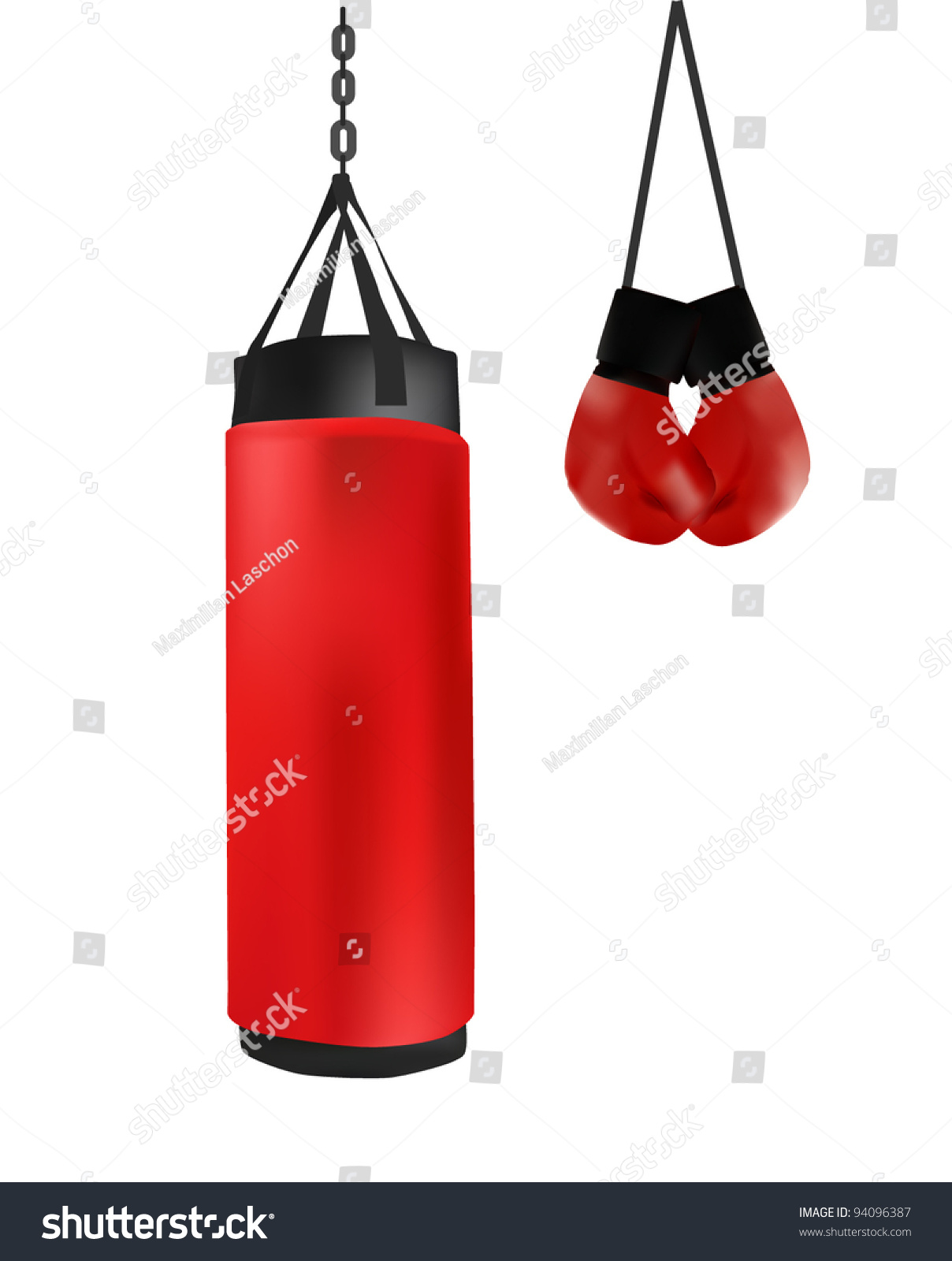 Boxing Gloves With Punching Bag Stock Vector Illustration 94096387 ...