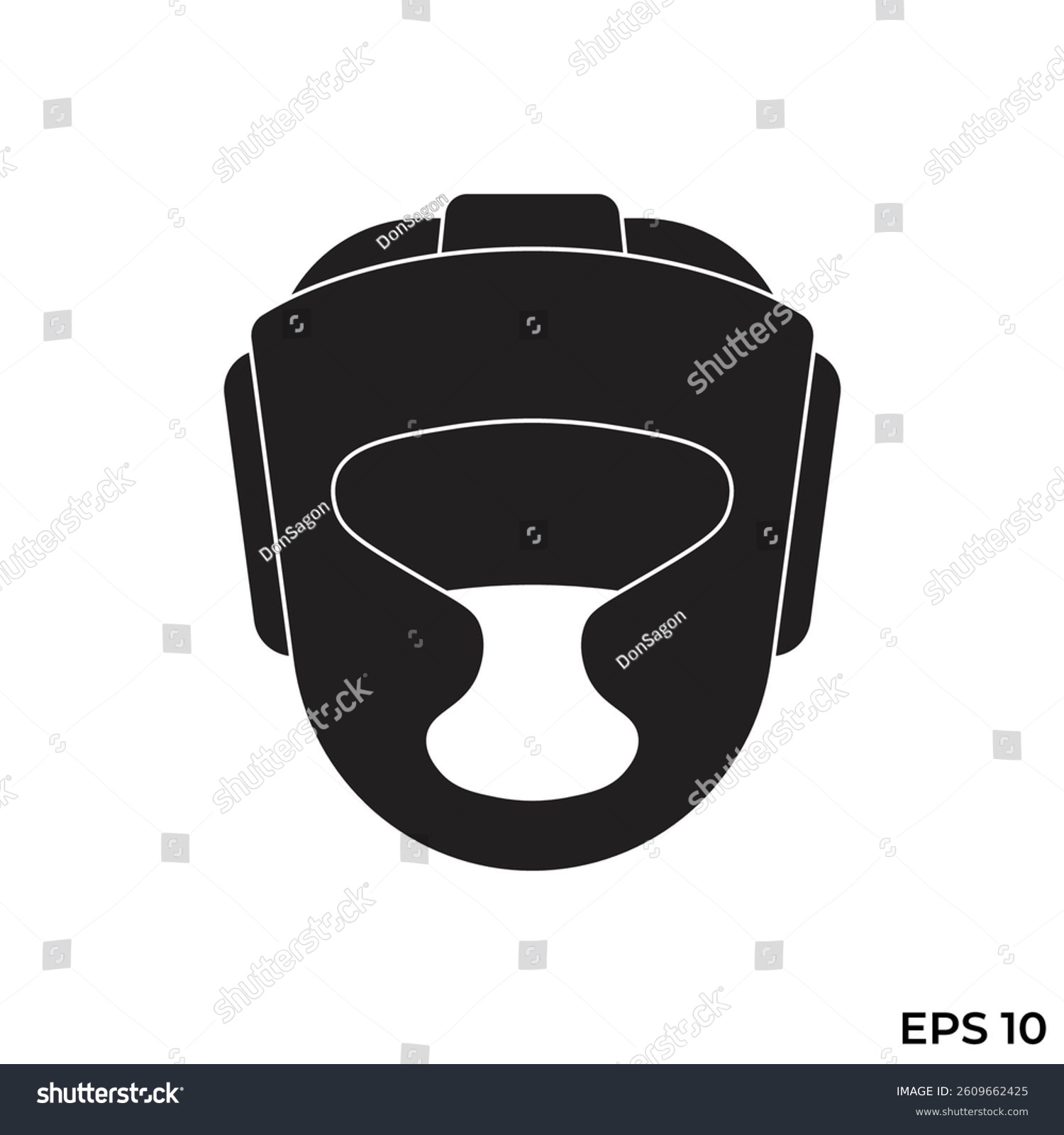 black boxing headgear, simple design, top view clip art preview