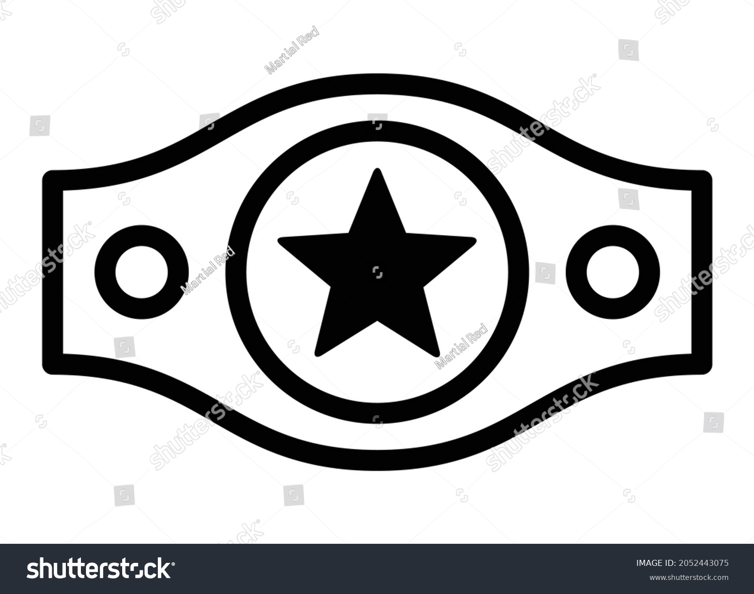 SVG of Boxing or wrestling championship belt with star line art vector icon for sports apps and websites svg