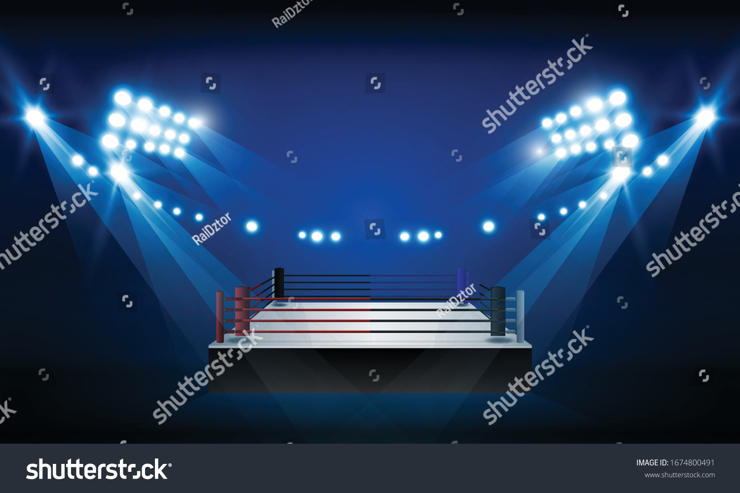 Boxing Ring Arena Spotlight Floodlights Vector Stock Vector (Royalty ...