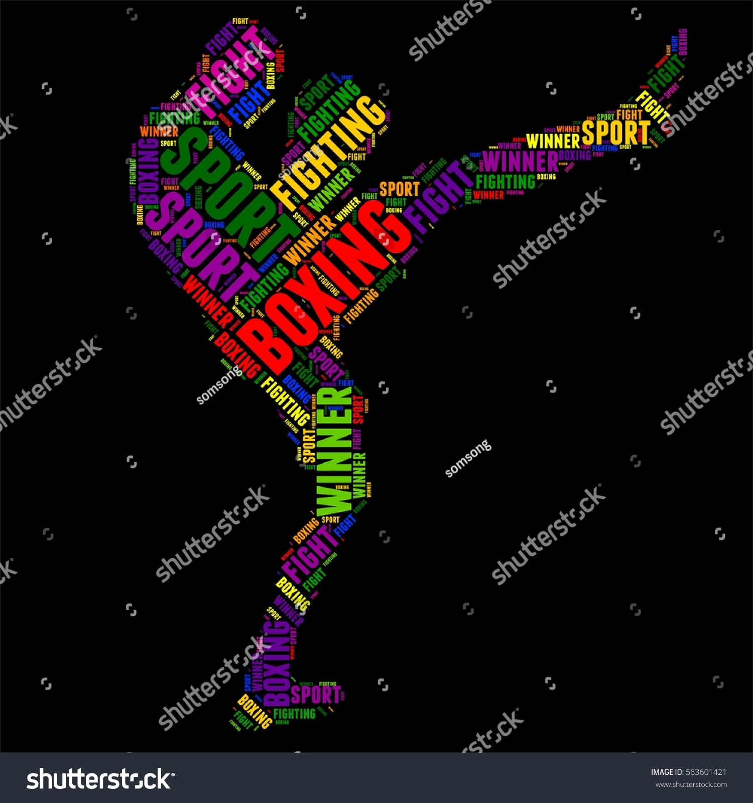 Boxing Typography Word Cloud Colorful Vector Stock Vector (Royalty Free ...