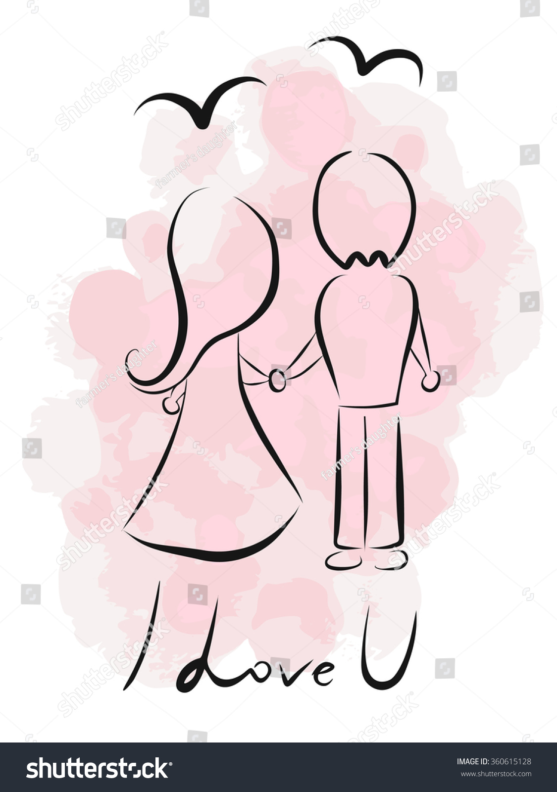 Boy Girl Holding Hands Funny Vector Stock Vector Royalty Free