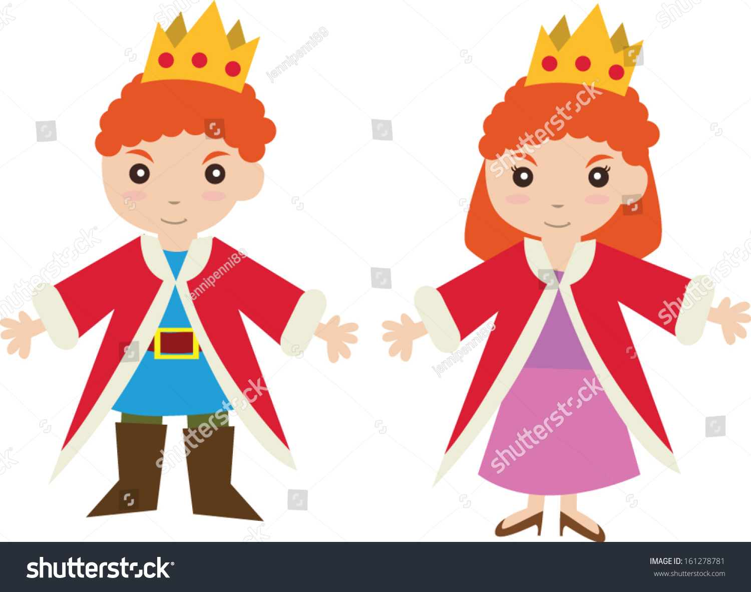 Boy Girl King Queen Costume Stock Vector 161278781 - Shutterstock