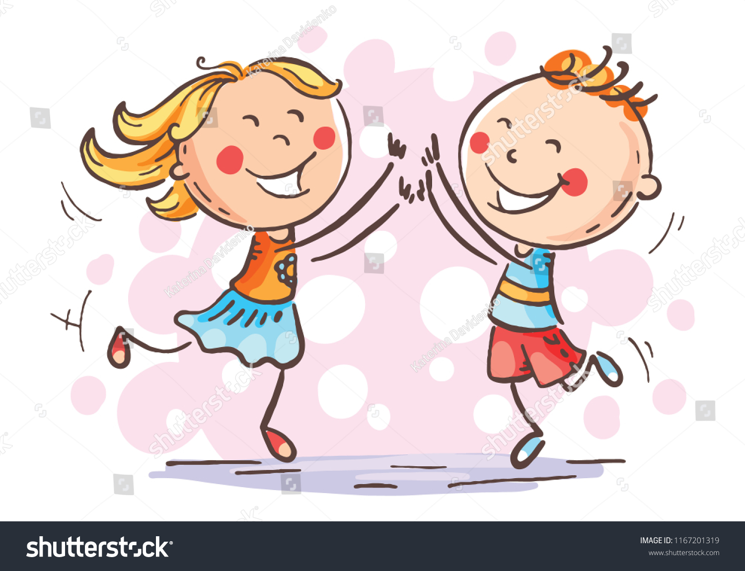 Boy Girl Jumping Joy Celebrate Some Stock Vector Royalty Free