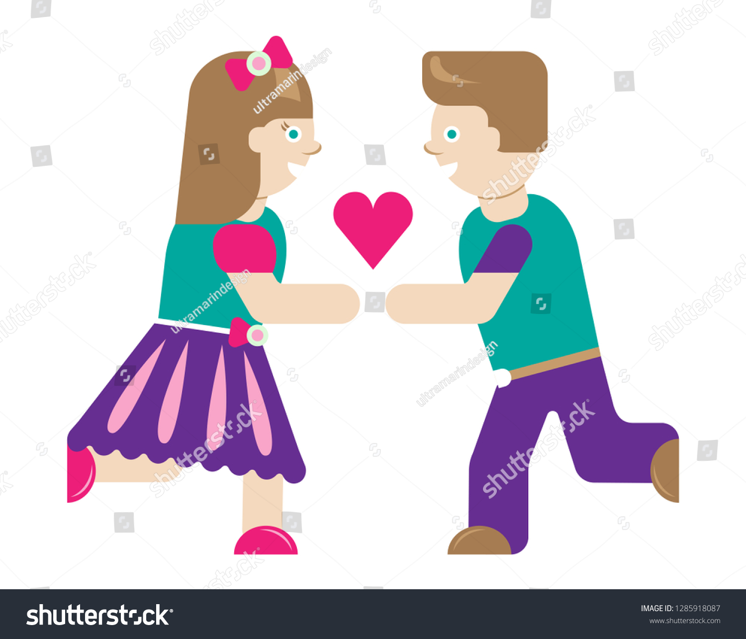 Boy Girl Meeting Love Icons Clipart Stock Vector Royalty Free