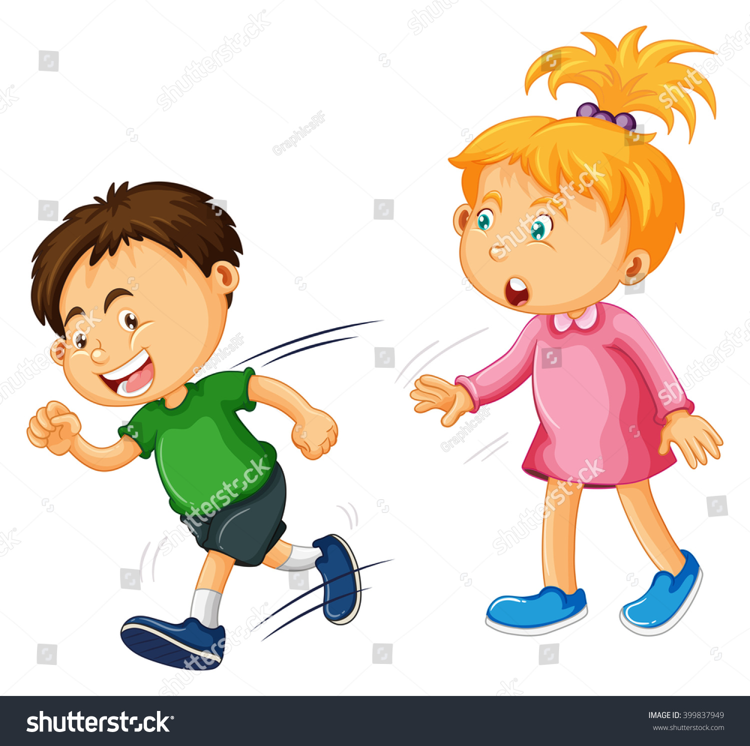 Boy And Girl On White Background Illustration - 399837949 : Shutterstock