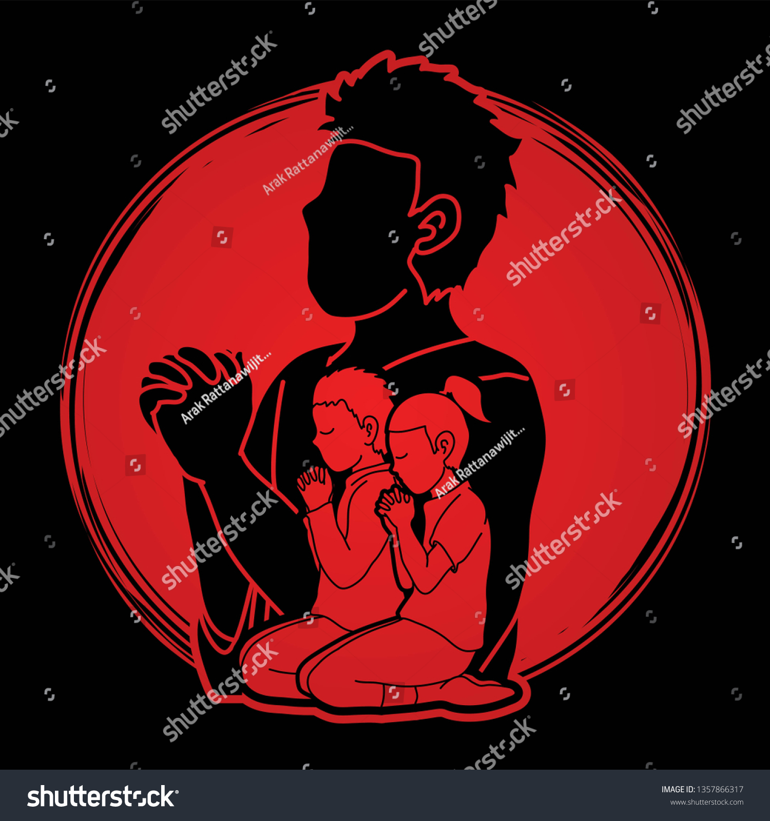 Boy Girl Prayer Christian Praying Praise Vector De Stock Libre De