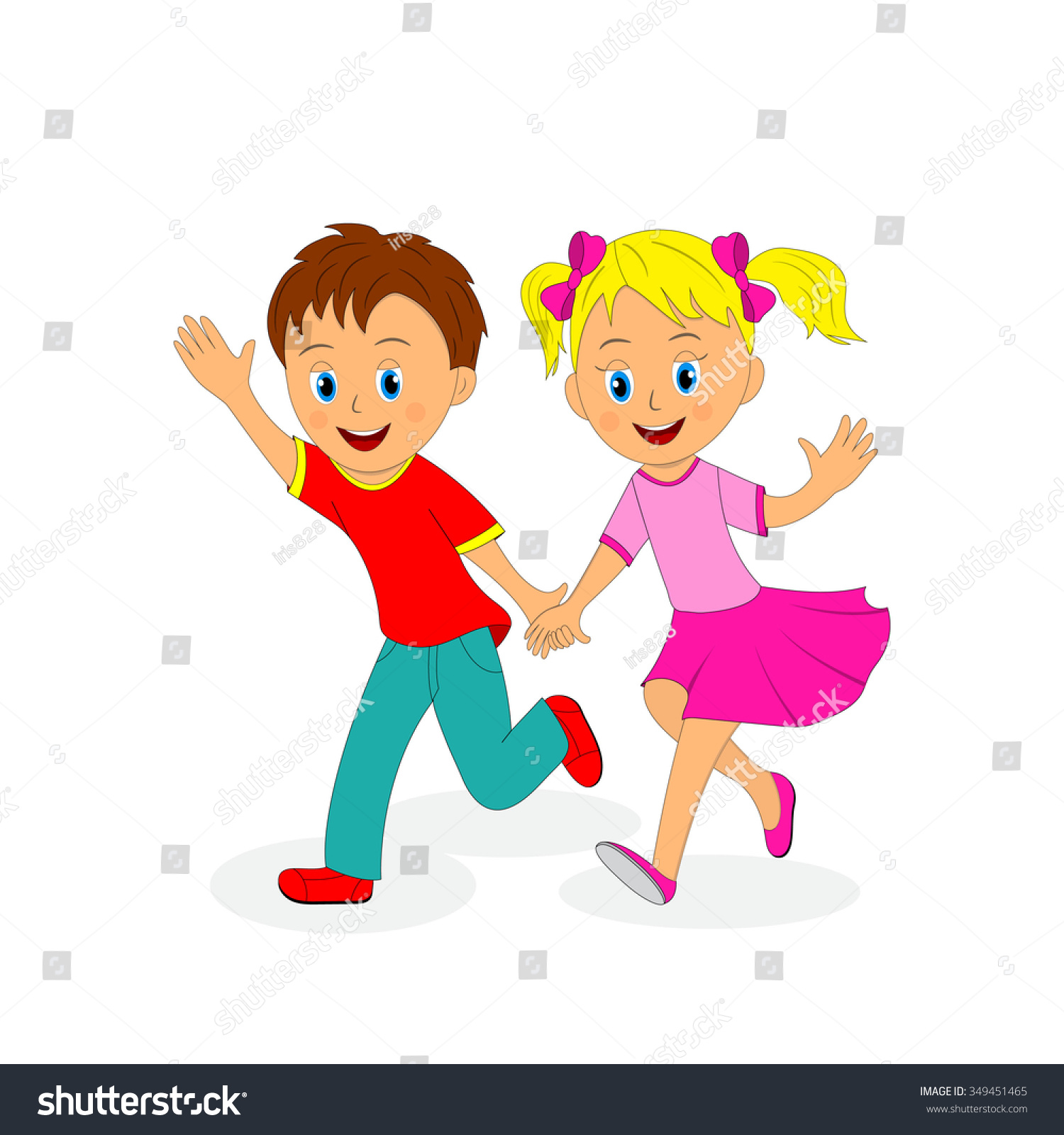 Boy Girl Running Holding Hands Illustration Stock Vector Royalty Free