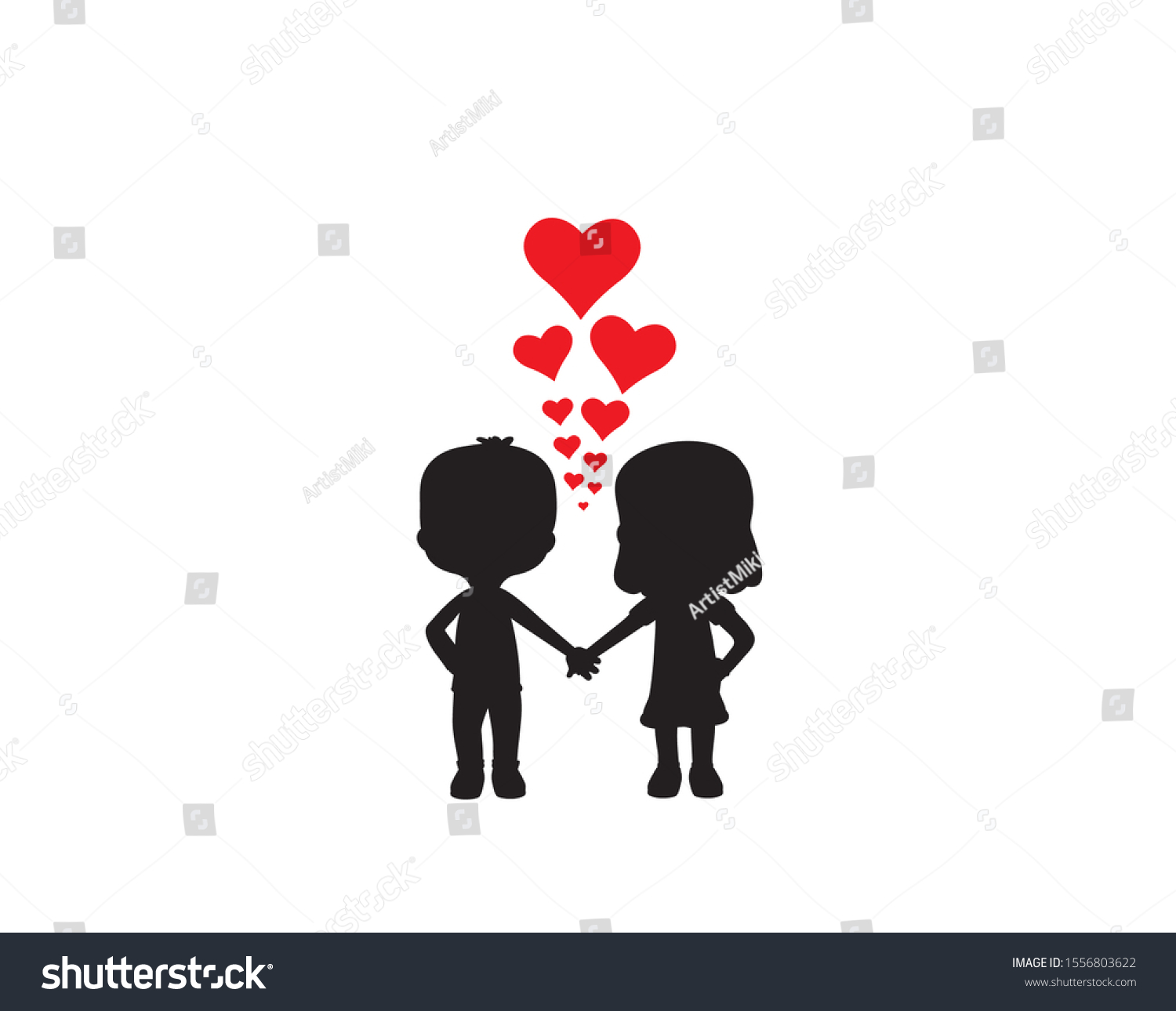 Boy Girl Silhouettes Holding Their Hands Stock Vector Royalty Free