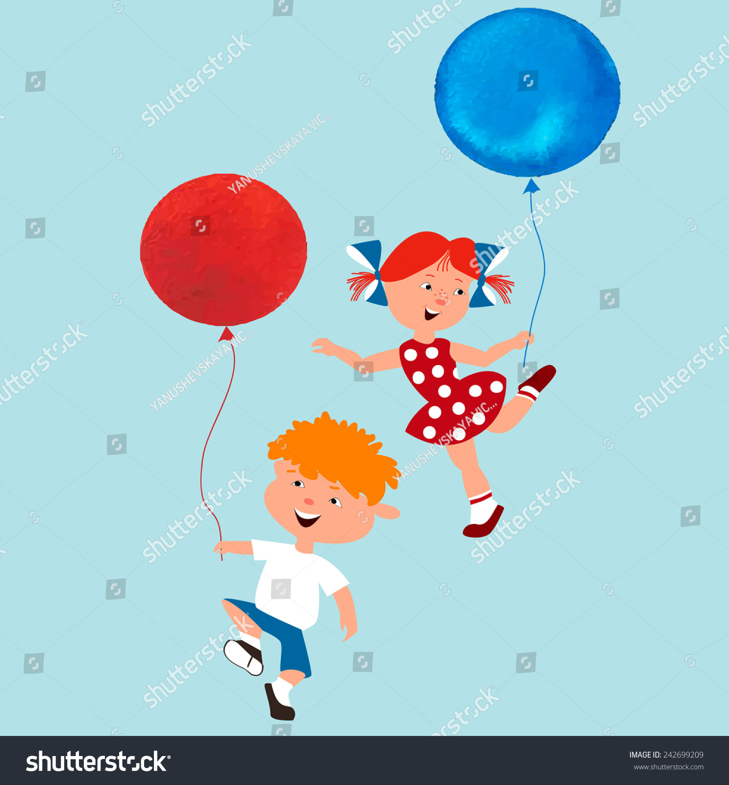 Boy Girl Balloons Stock Vector (Royalty Free) 242699209