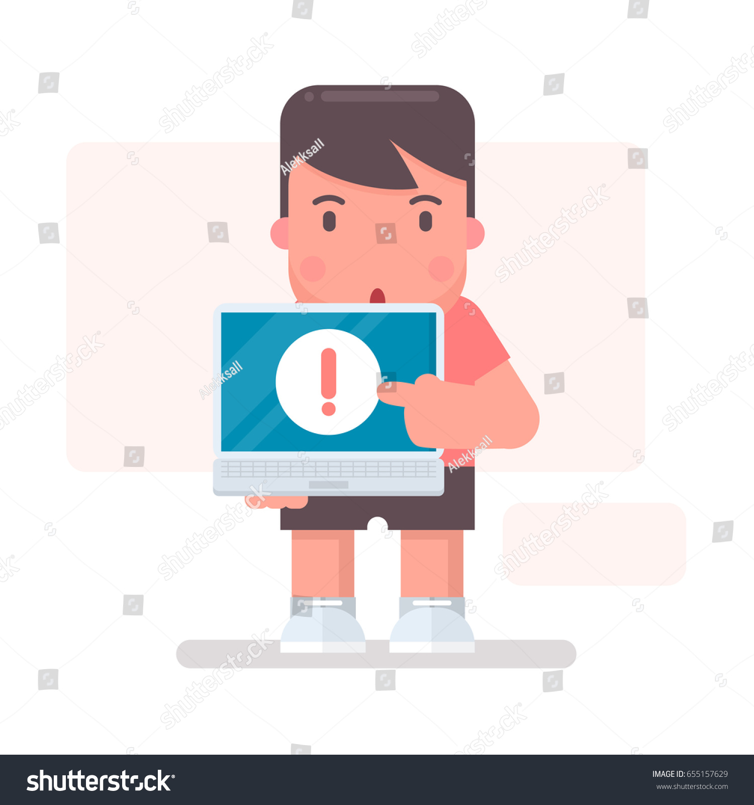 SVG of Boy and laptop. Vector illustration on a theme of danger of children on the Internet svg