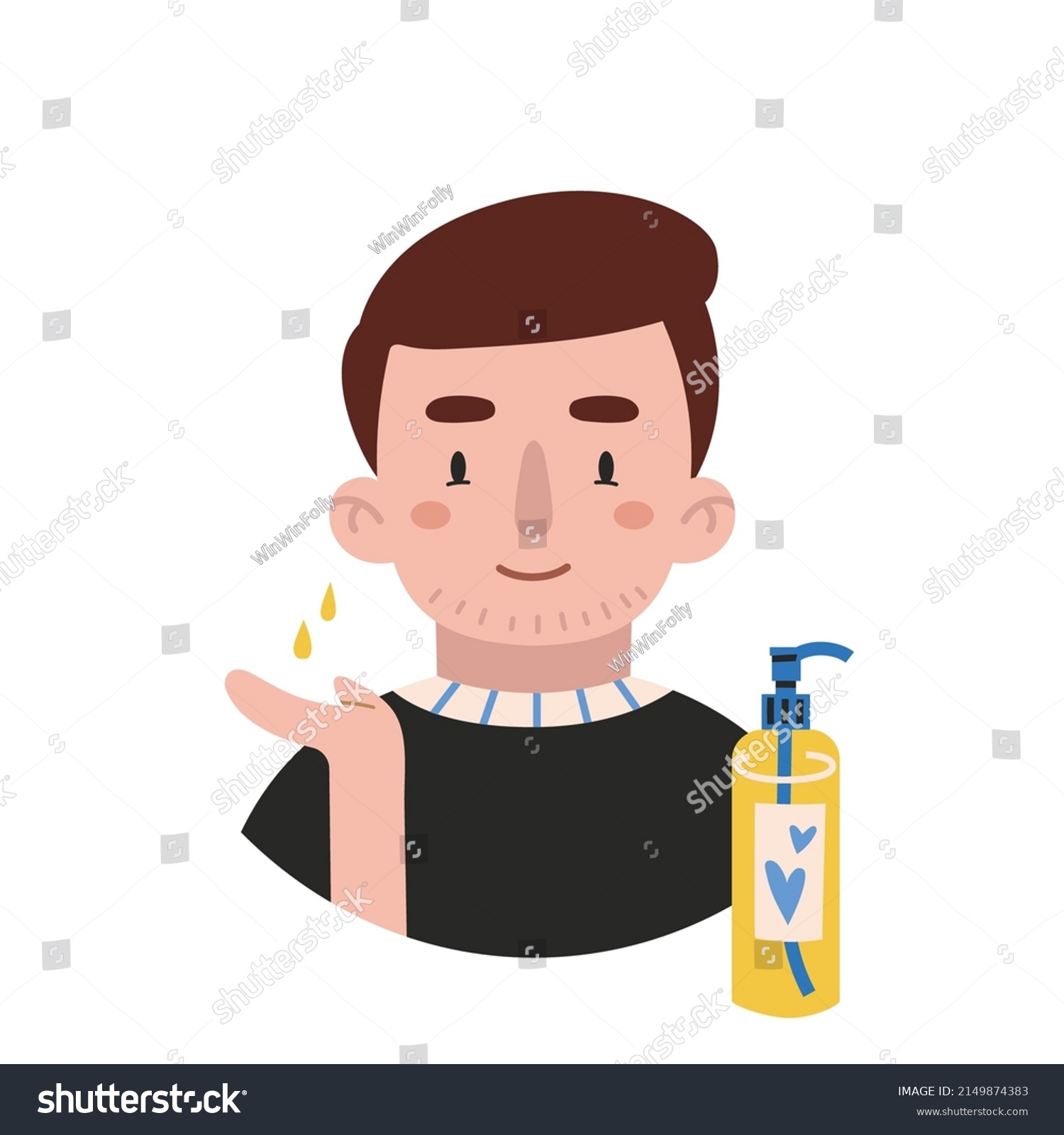 Boy Applies Hydrophilic Oil Face Skin Stock Vector (Royalty Free ...