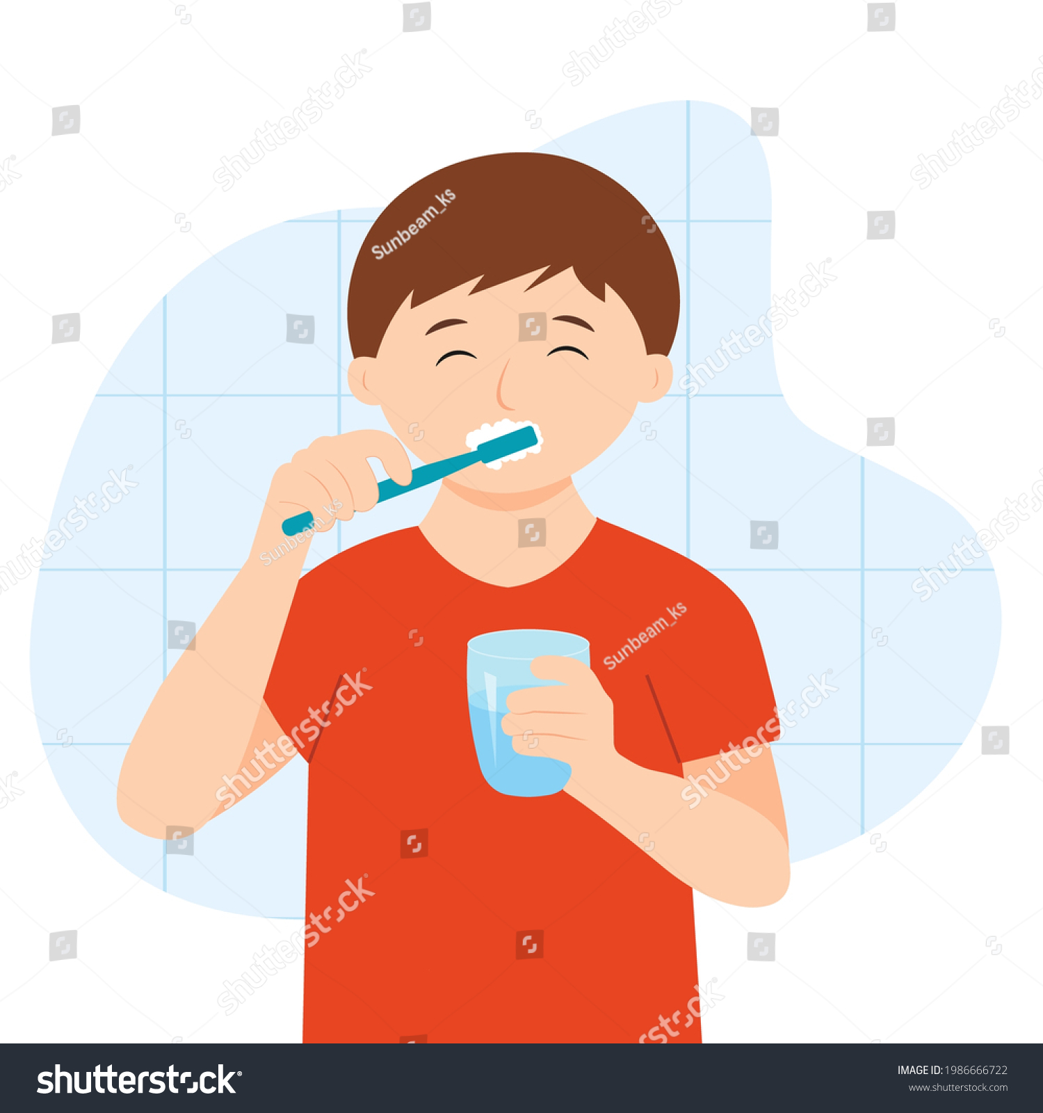 Boy Brushing Teeth Toothpaste Cute Kid Stock Vector (Royalty Free ...