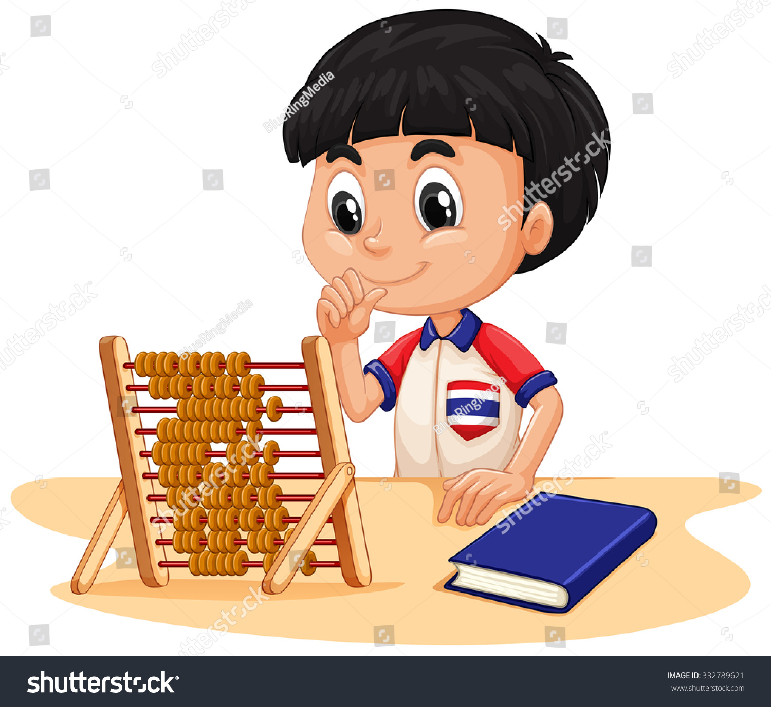 Vector De Stock Libre De Regalias Sobre Boy Calculating Abacus Illustration