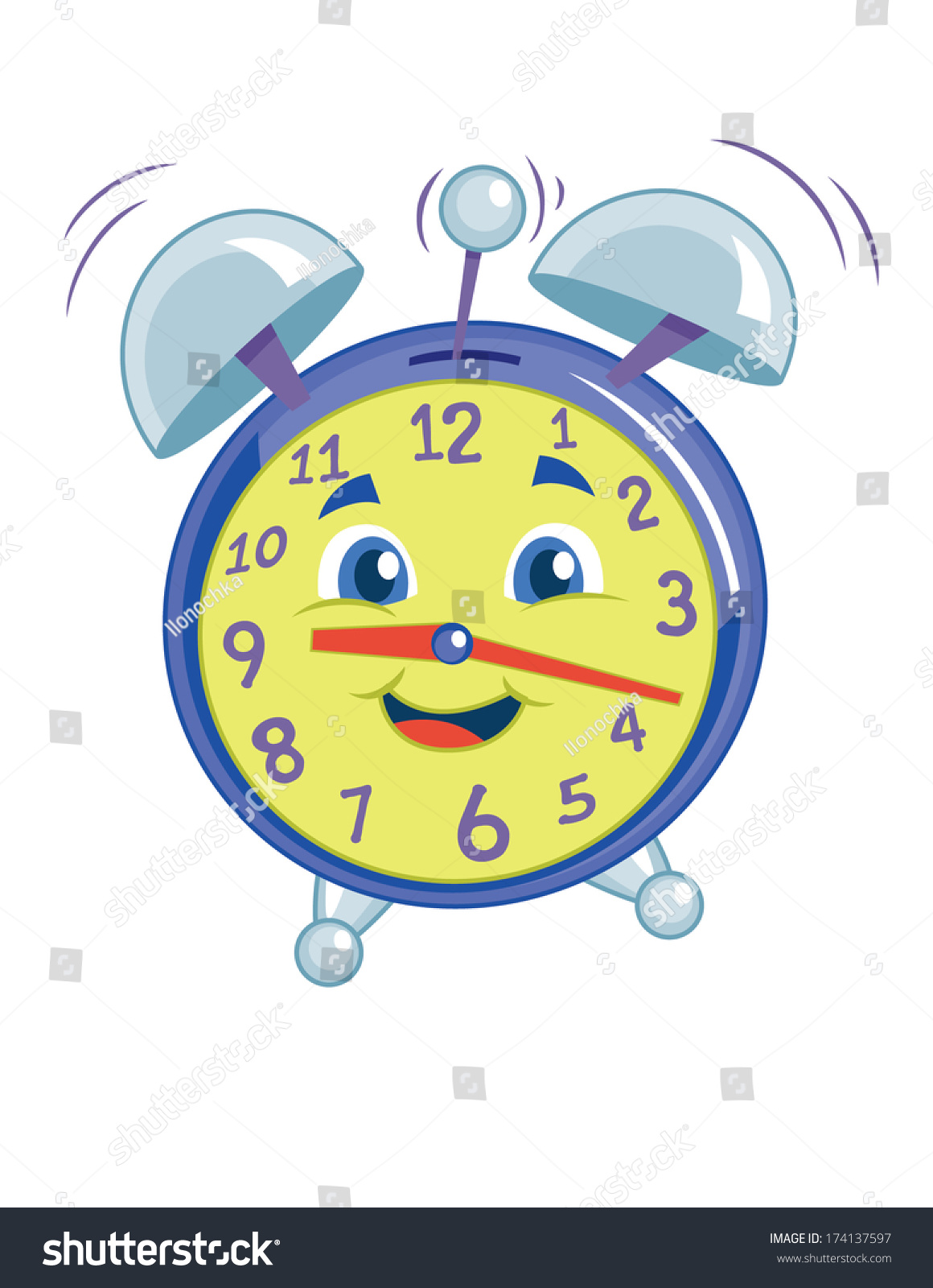 Boy Cartoon Alarm Clock Stock Vector 174137597 - Shutterstock