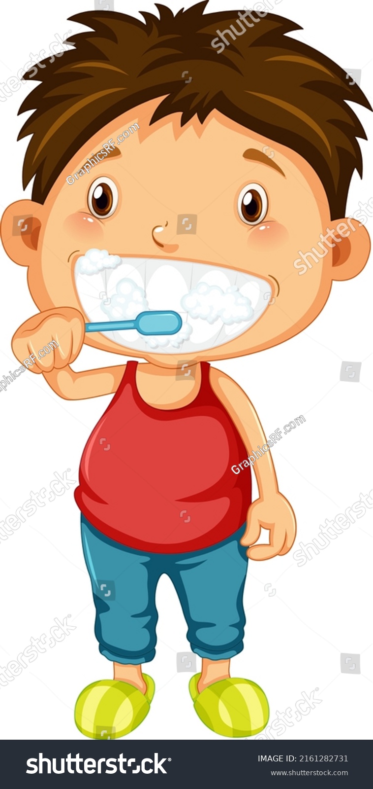 Boy Cartoon Brushing Teeth Illustration Stock Vector (Royalty Free ...