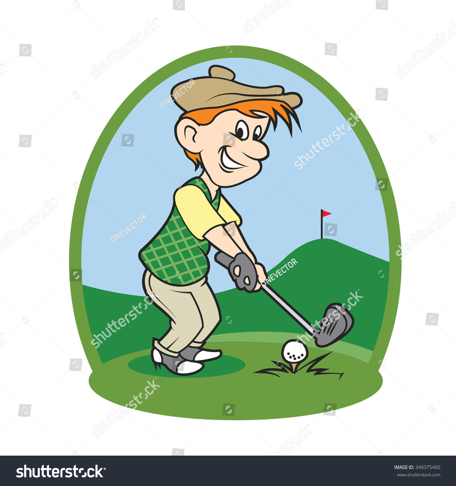 Boy Cartoon Golf Player Stock Vektorgrafik Lizenzfrei