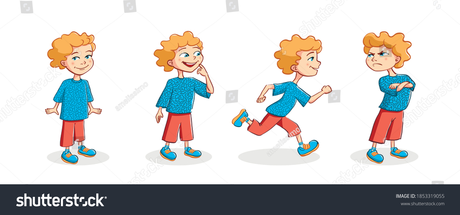 Boy Character Full Lenth Set Different Stock Vector (Royalty Free ...