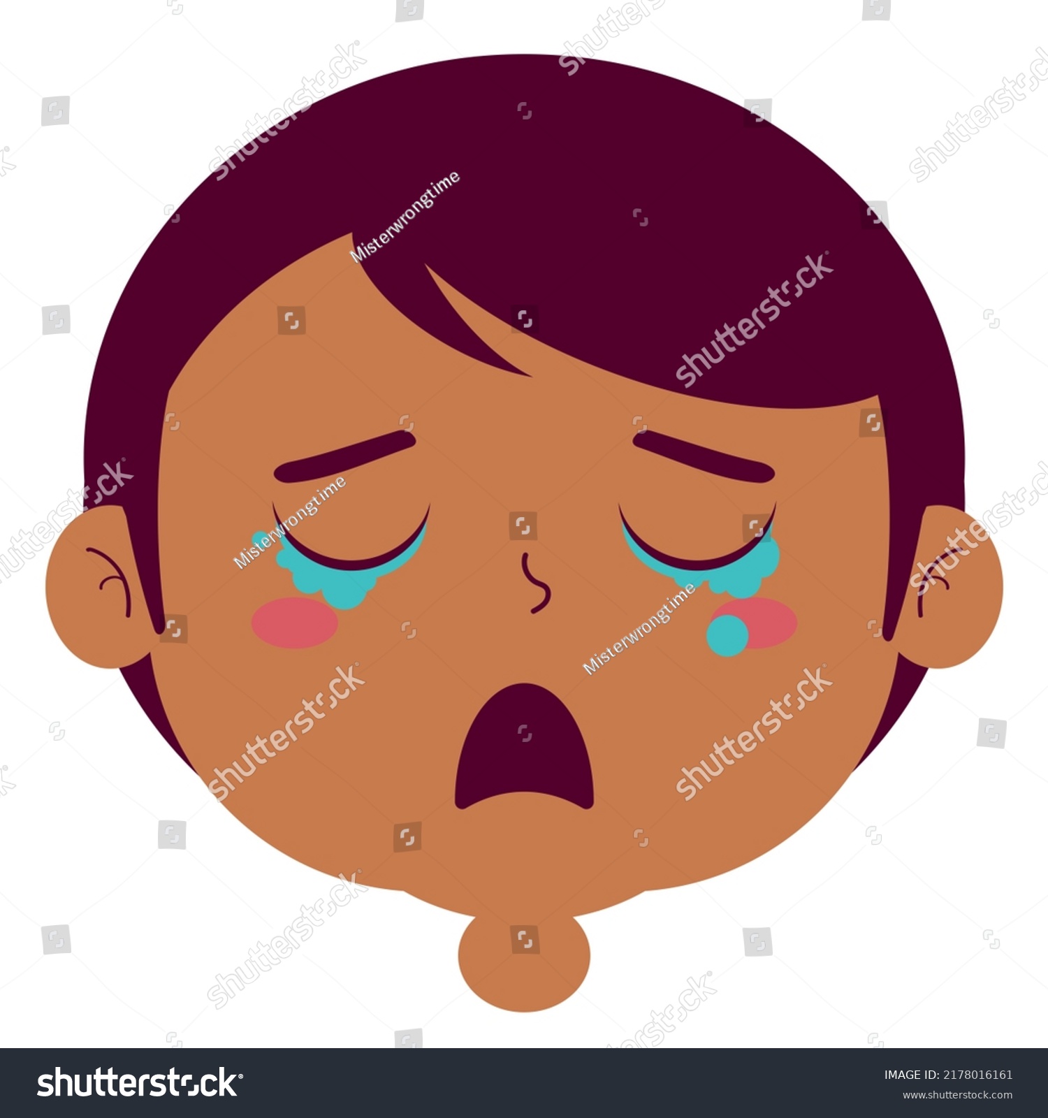 Boy Crying Face Cartoon Cute Stock Vector (Royalty Free) 2178016161 ...