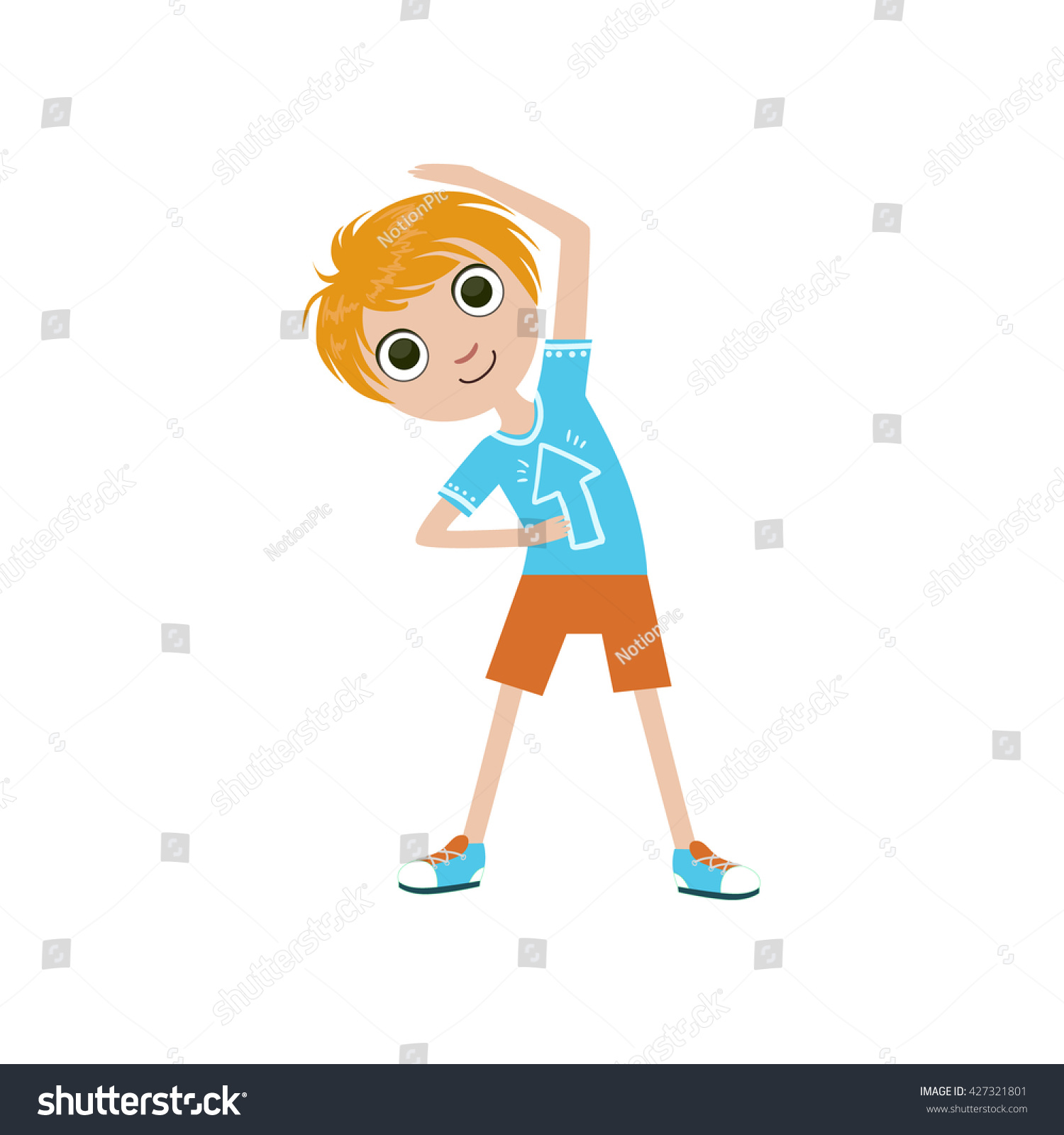 Boy Doing Stretching Exercise Simple Design Stock Vector 427321801 ...