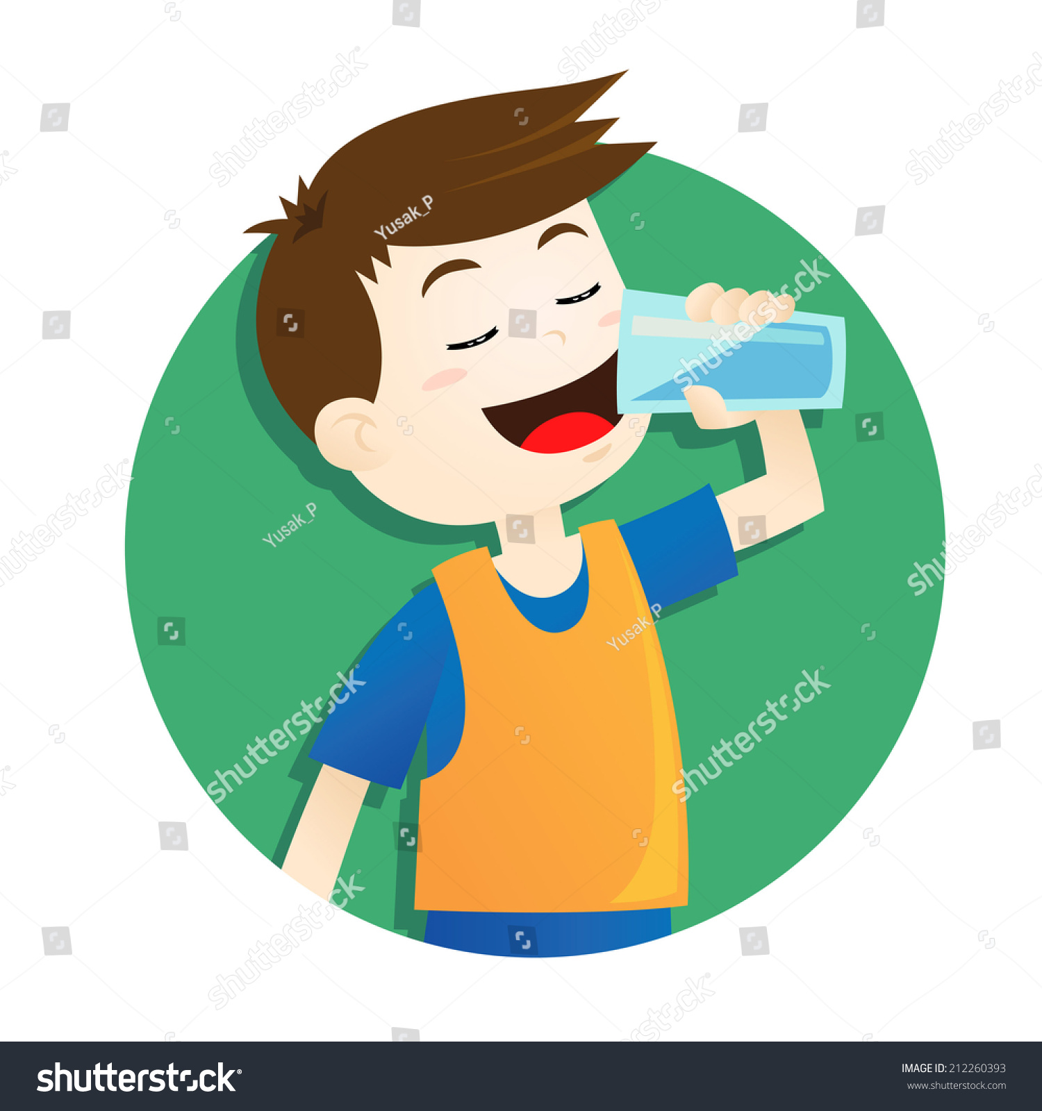 Boy Drinking Water Stock Vector Illustration 212260393 : Shutterstock