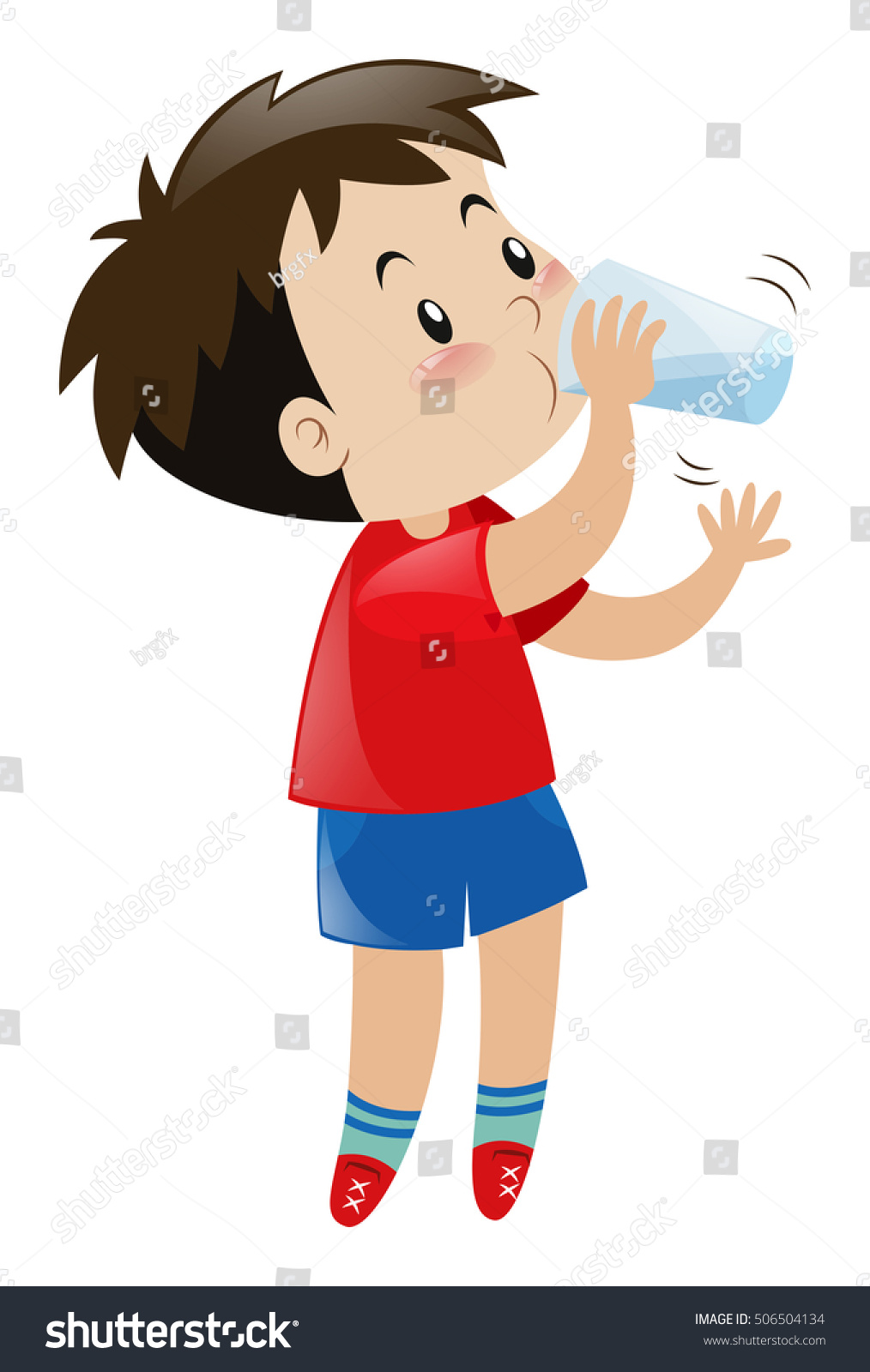 Boy Drinking Water Glass Stock Vector (Royalty Free) 506504134